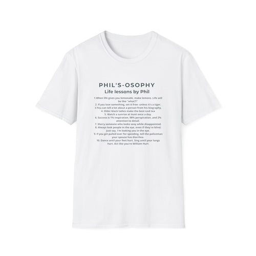"Phil's-osophy: Life Lessons by Phil" Minimalist Inspirational T-shirt