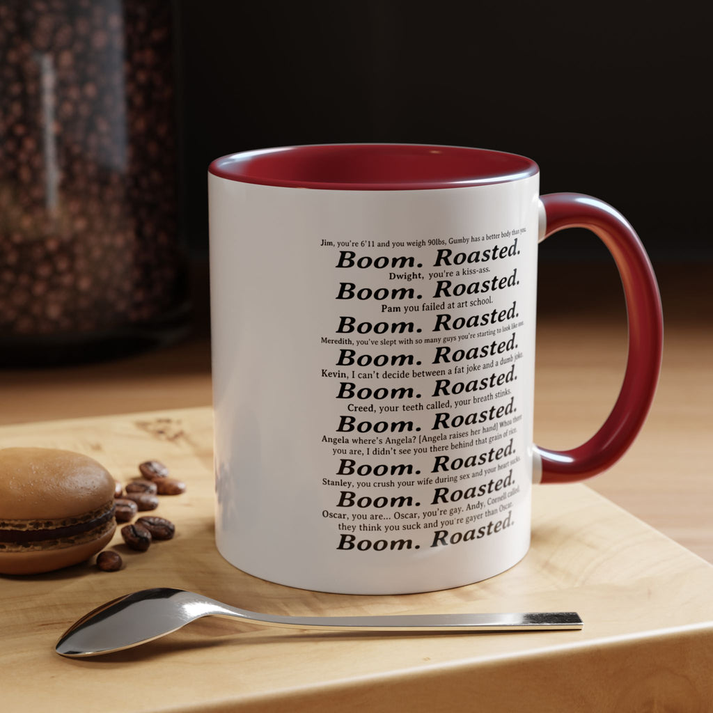 Boom. Roasted. Coffee Mug — Bold Text Accent Ceramic Cup (11/15oz)