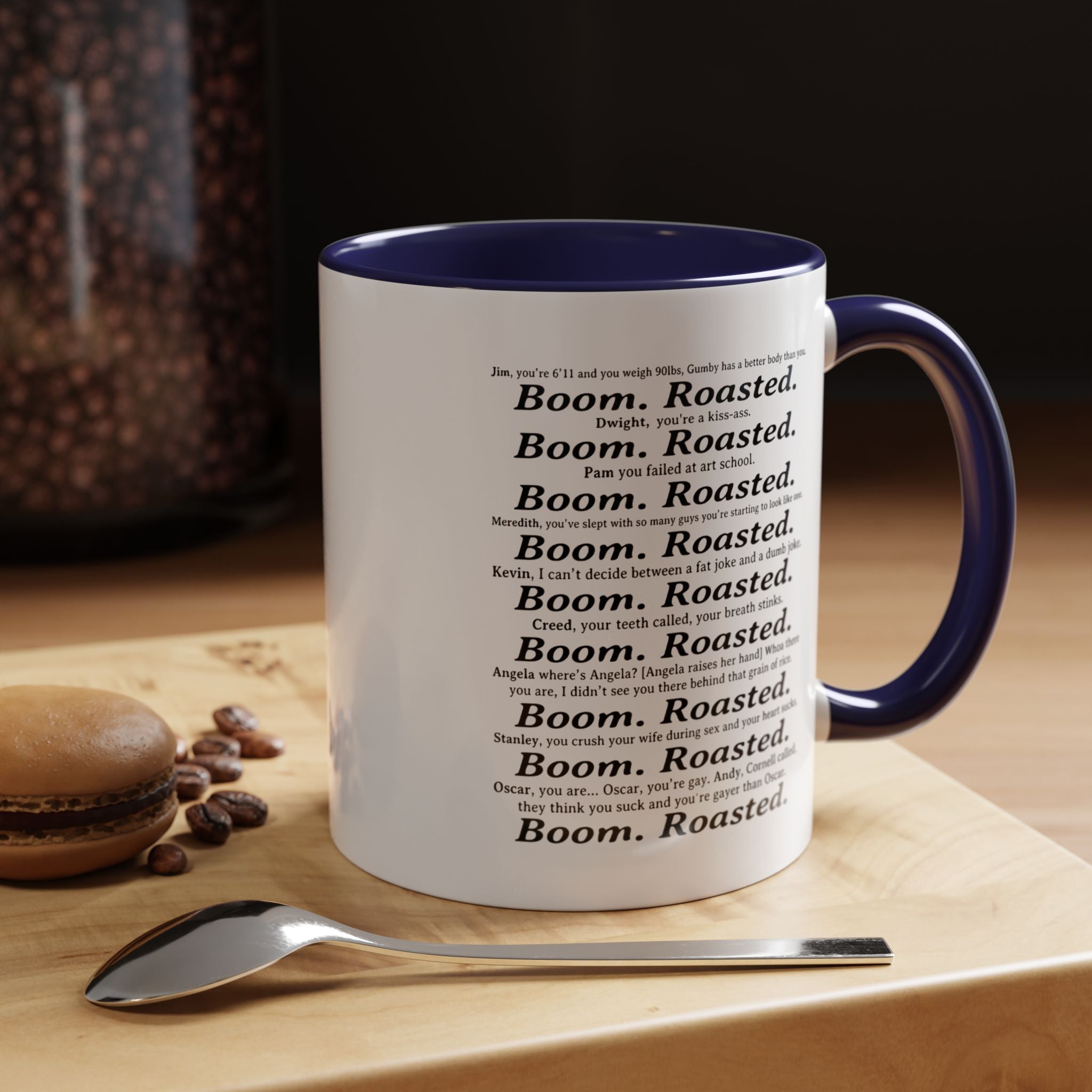 Boom. Roasted. Coffee Mug — Bold Text Accent Ceramic Cup (11/15oz)