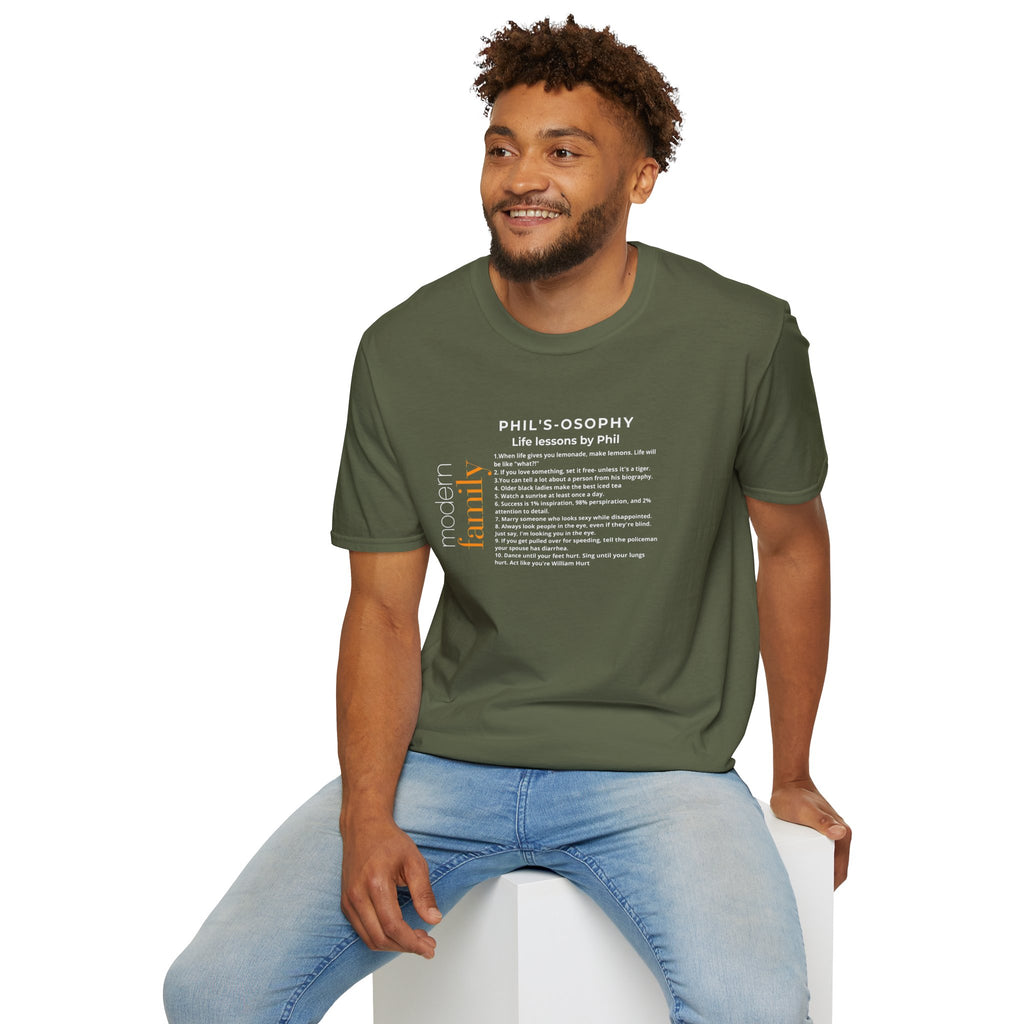 Philosophy modern family T-Shirt — "Phil's-osophy: Life Lessons by Phil" Minimalist Tee
