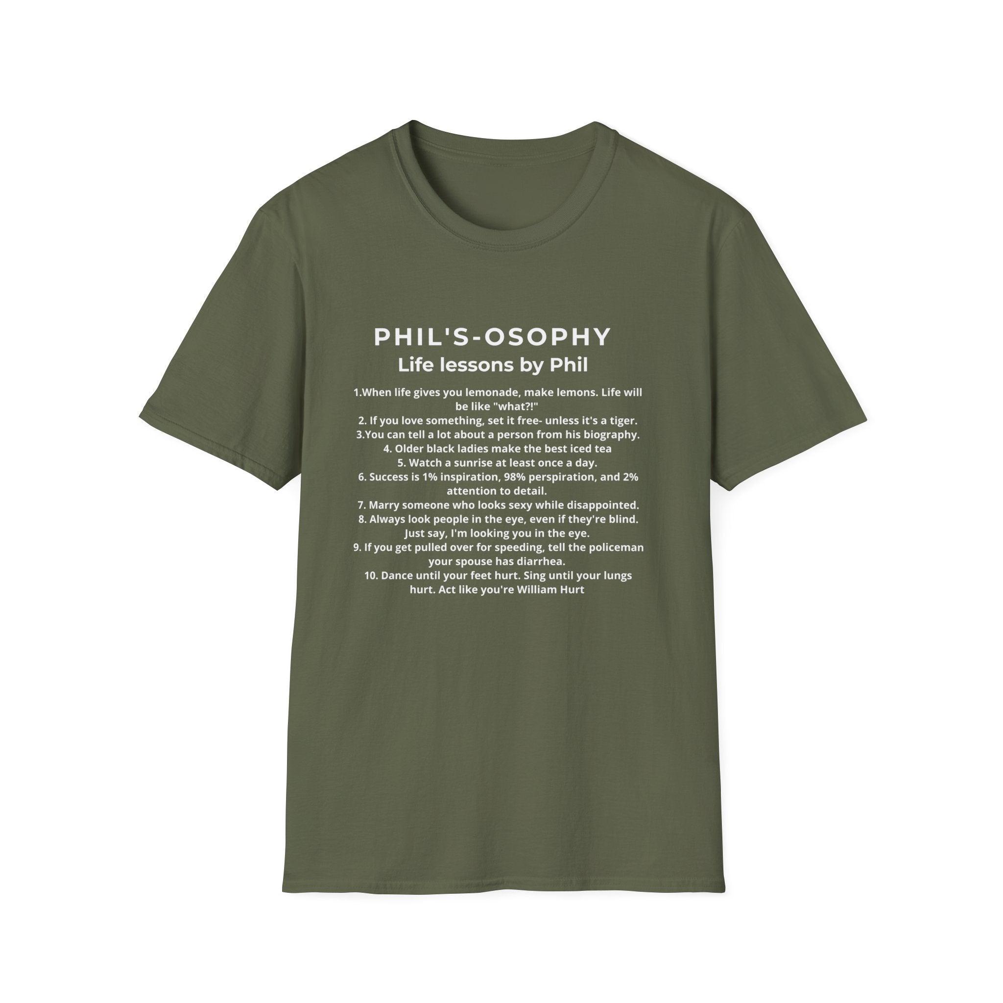 "Phil's-osophy: Life Lessons by Phil" Minimalist Inspirational T-shirt