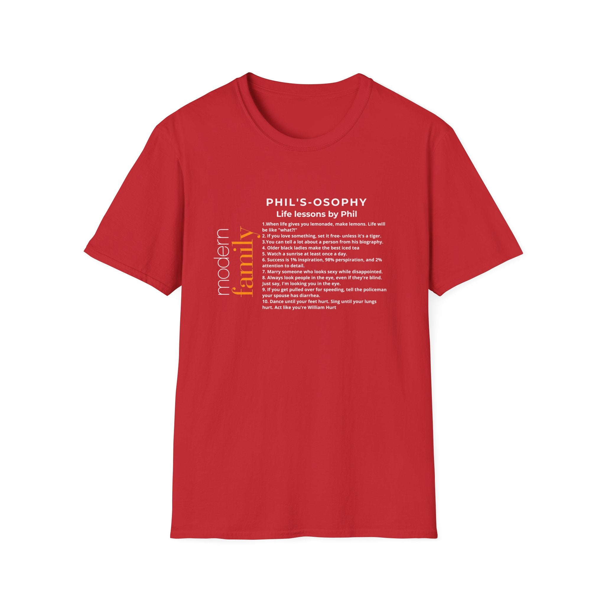 Philosophy modern family T-Shirt — "Phil's-osophy: Life Lessons by Phil" Minimalist Tee