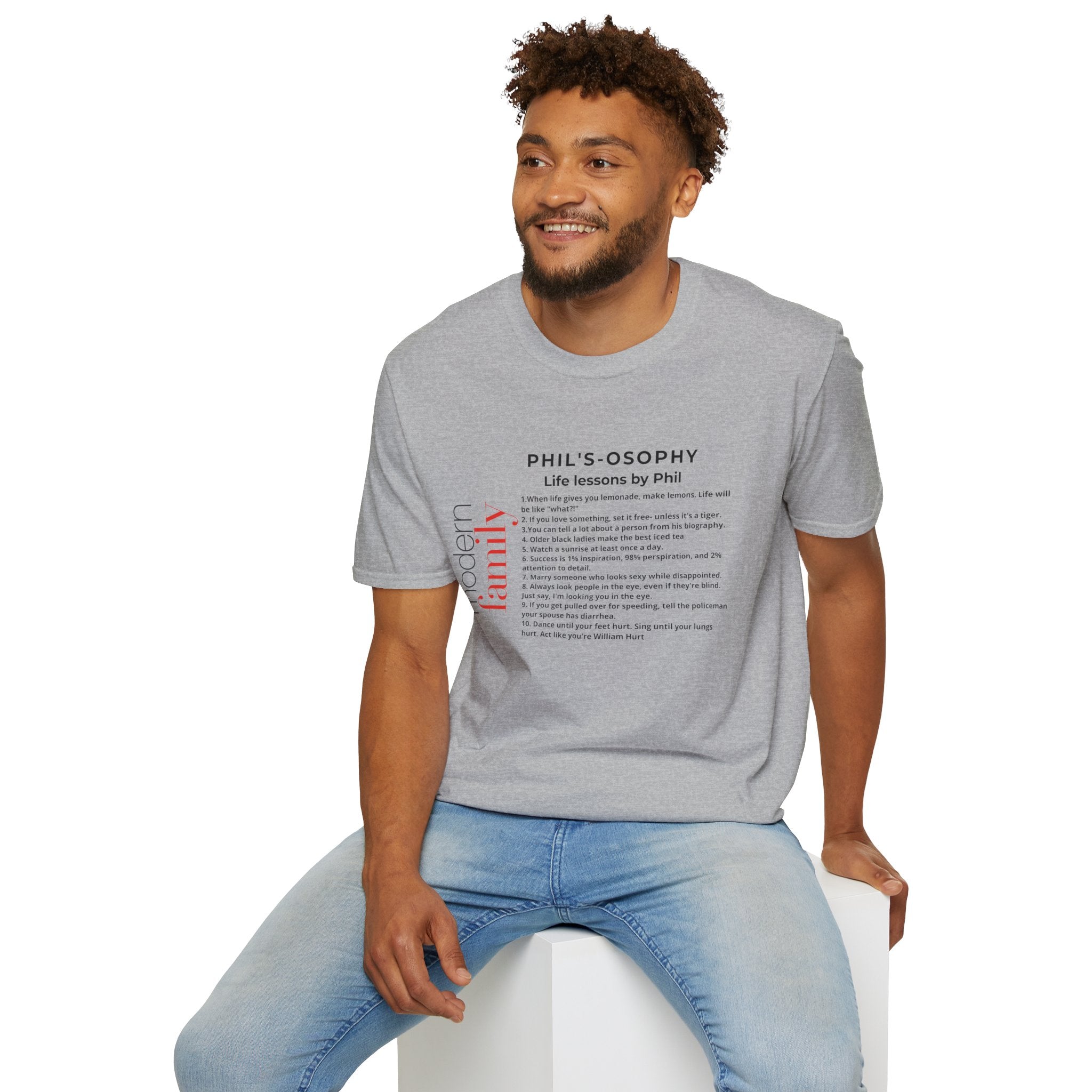 Philosophy modern family T-Shirt — "Phil's-osophy: Life Lessons by Phil" Minimalist Tee