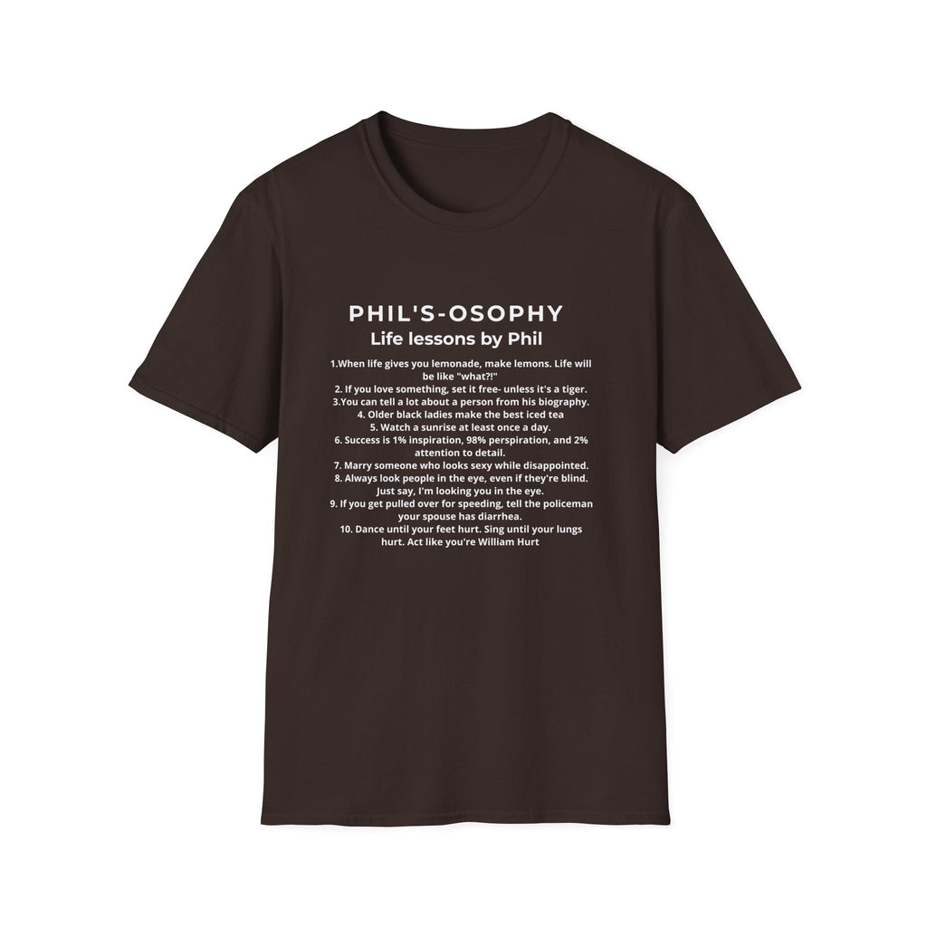 "Phil's-osophy: Life Lessons by Phil" Minimalist Inspirational T-shirt