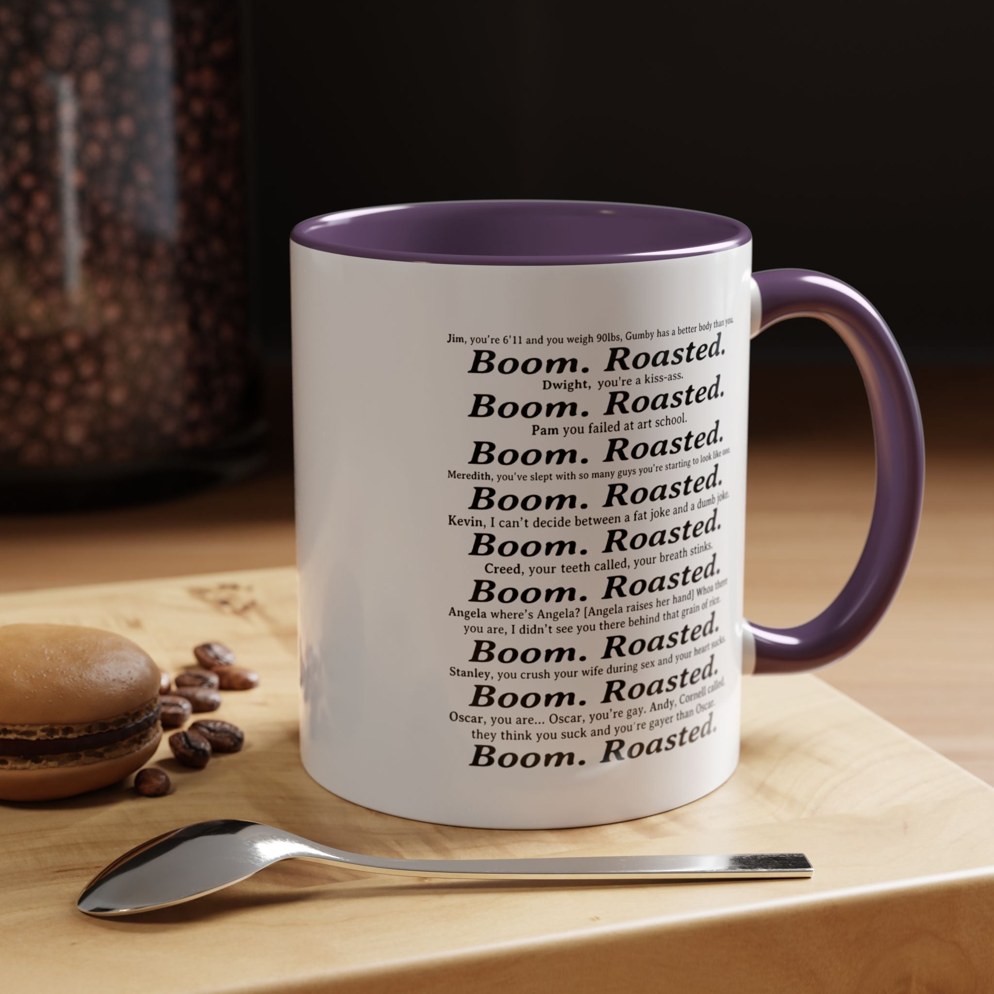 Boom. Roasted. Coffee Mug — Bold Text Accent Ceramic Cup (11/15oz)