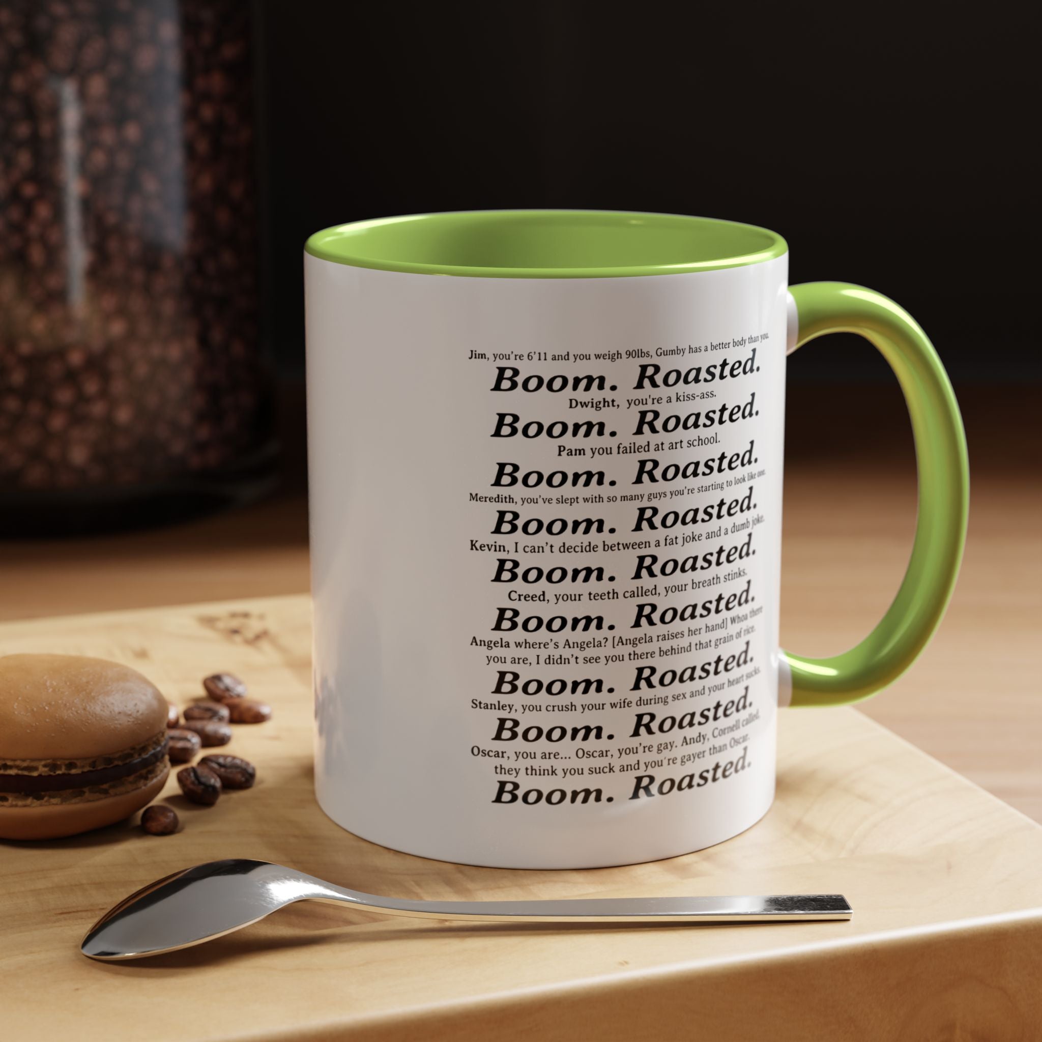 Boom. Roasted. Coffee Mug — Bold Text Accent Ceramic Cup (11/15oz)