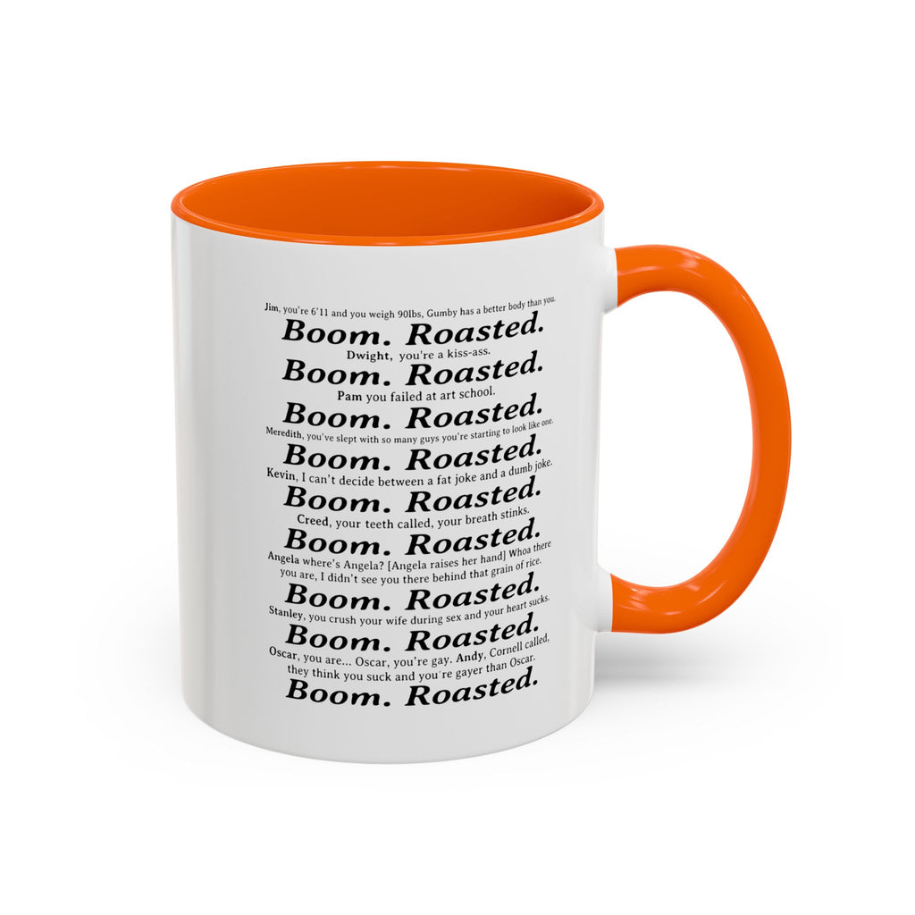 Boom. Roasted. Coffee Mug — Bold Text Accent Ceramic Cup (11/15oz)