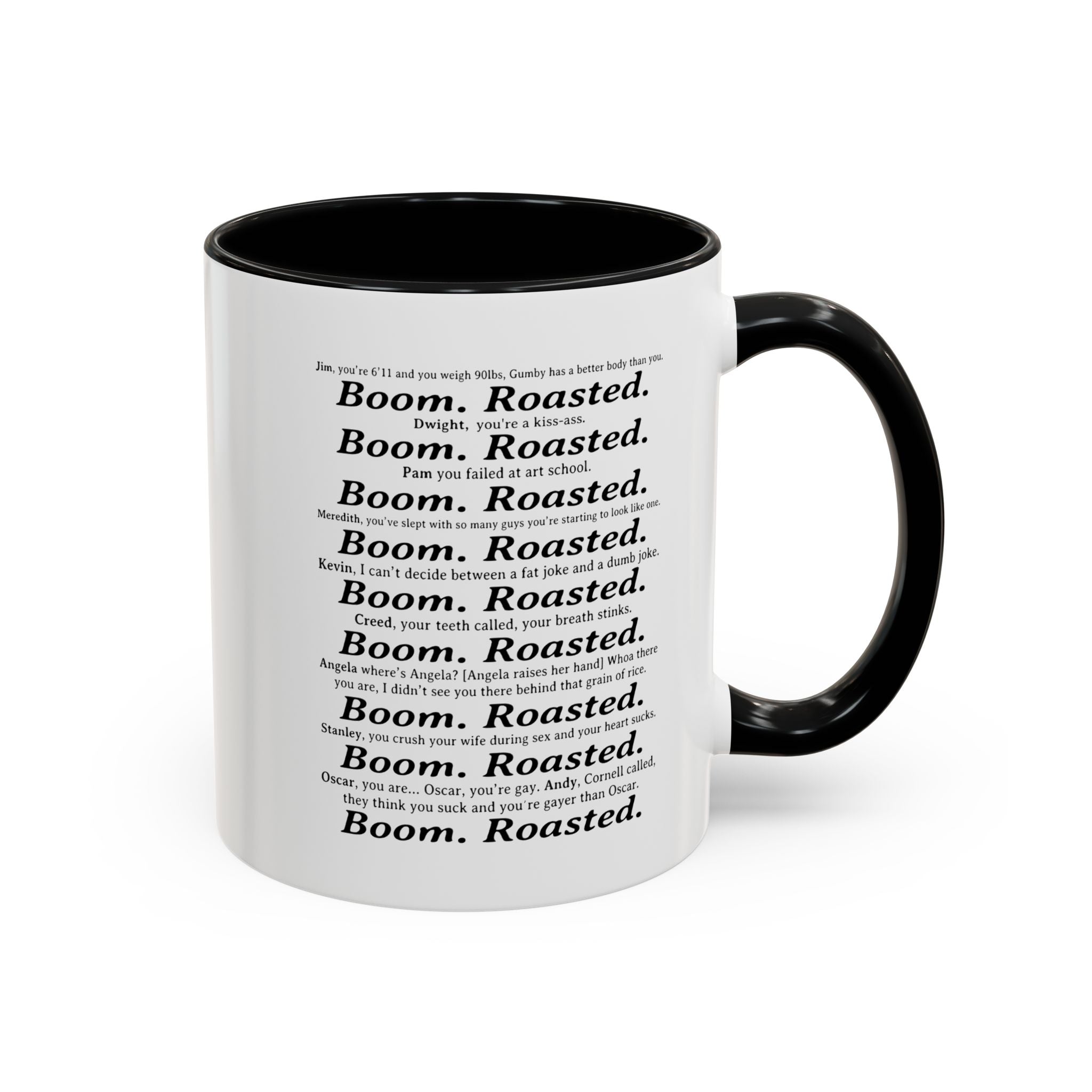 Boom. Roasted. Coffee Mug — Bold Text Accent Ceramic Cup (11/15oz)