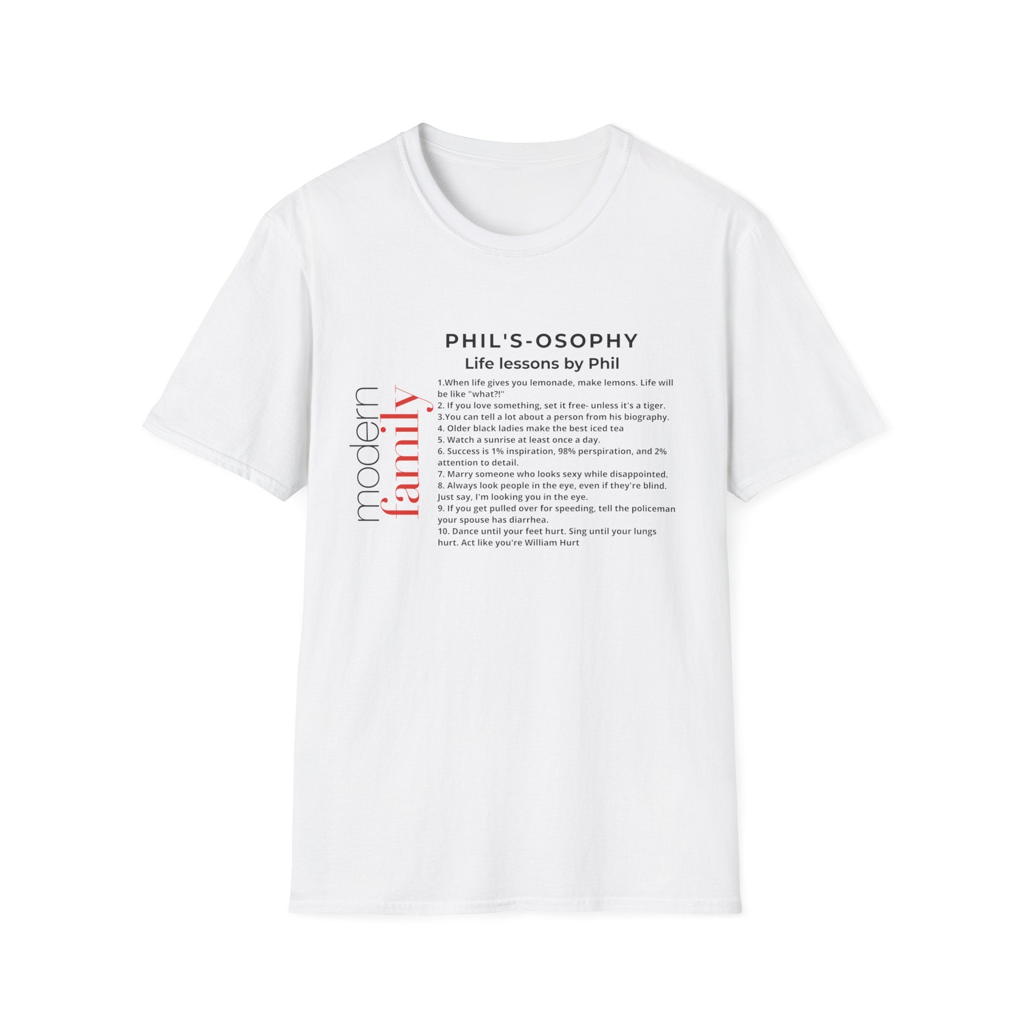Philosophy modern family T-Shirt — "Phil's-osophy: Life Lessons by Phil" Minimalist Tee