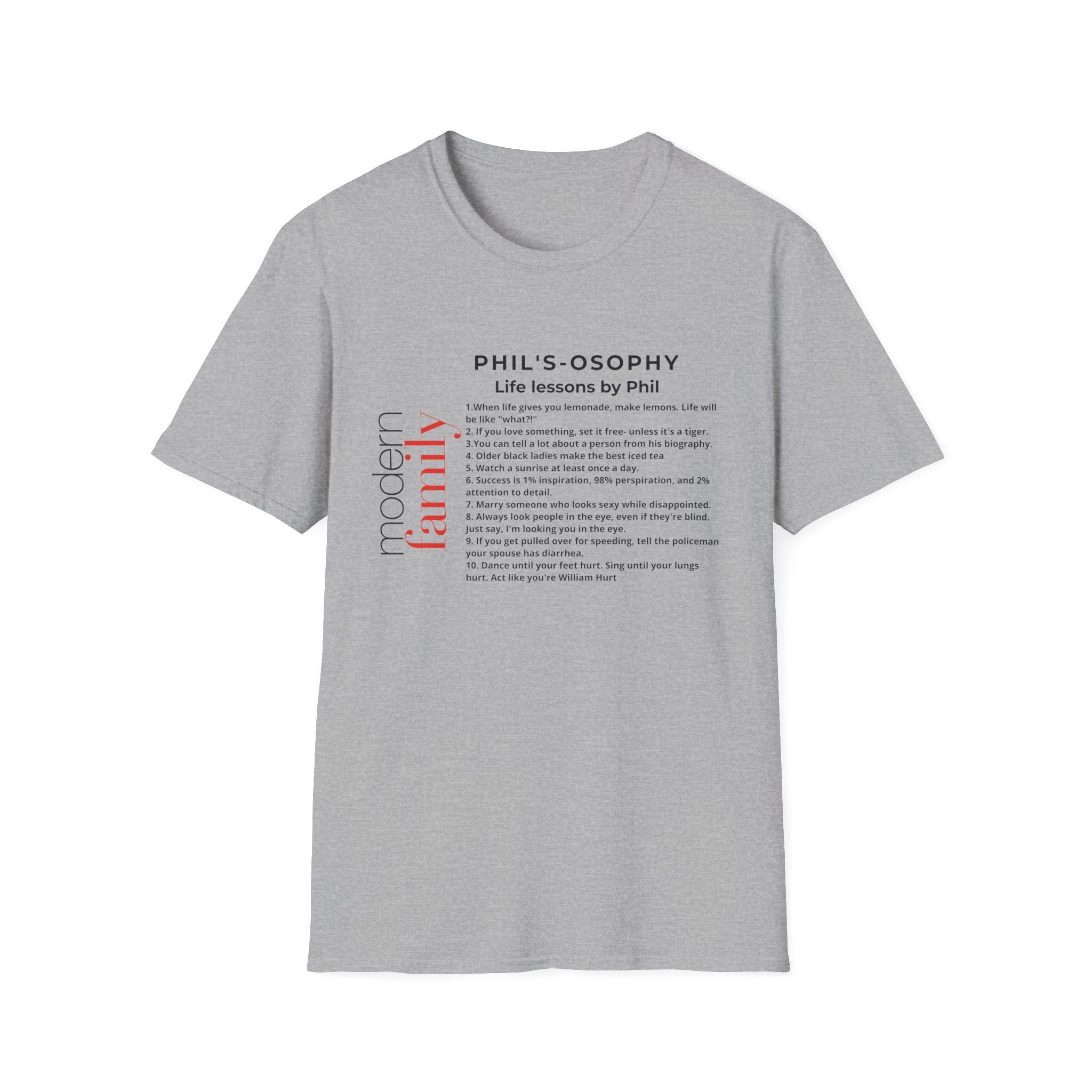 Philosophy modern family T-Shirt — "Phil's-osophy: Life Lessons by Phil" Minimalist Tee