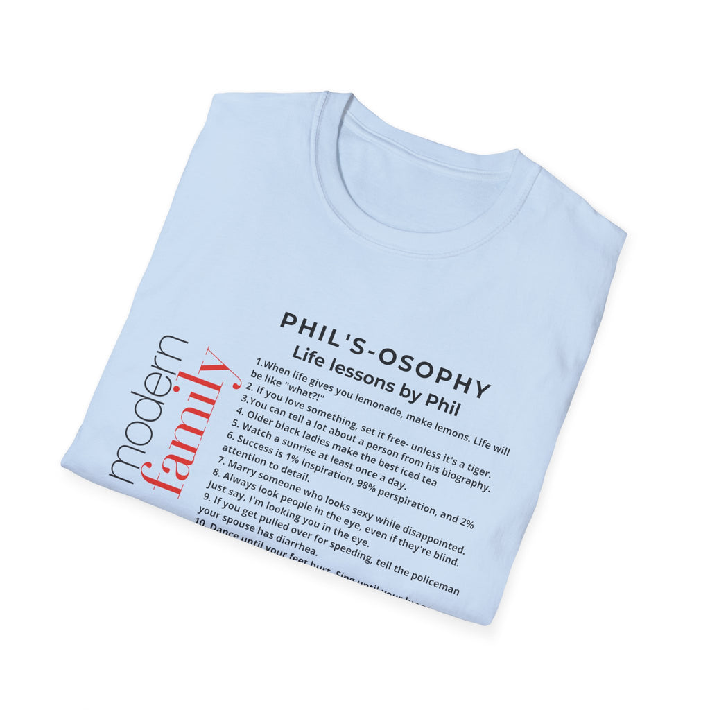 Philosophy modern family T-Shirt — "Phil's-osophy: Life Lessons by Phil" Minimalist Tee