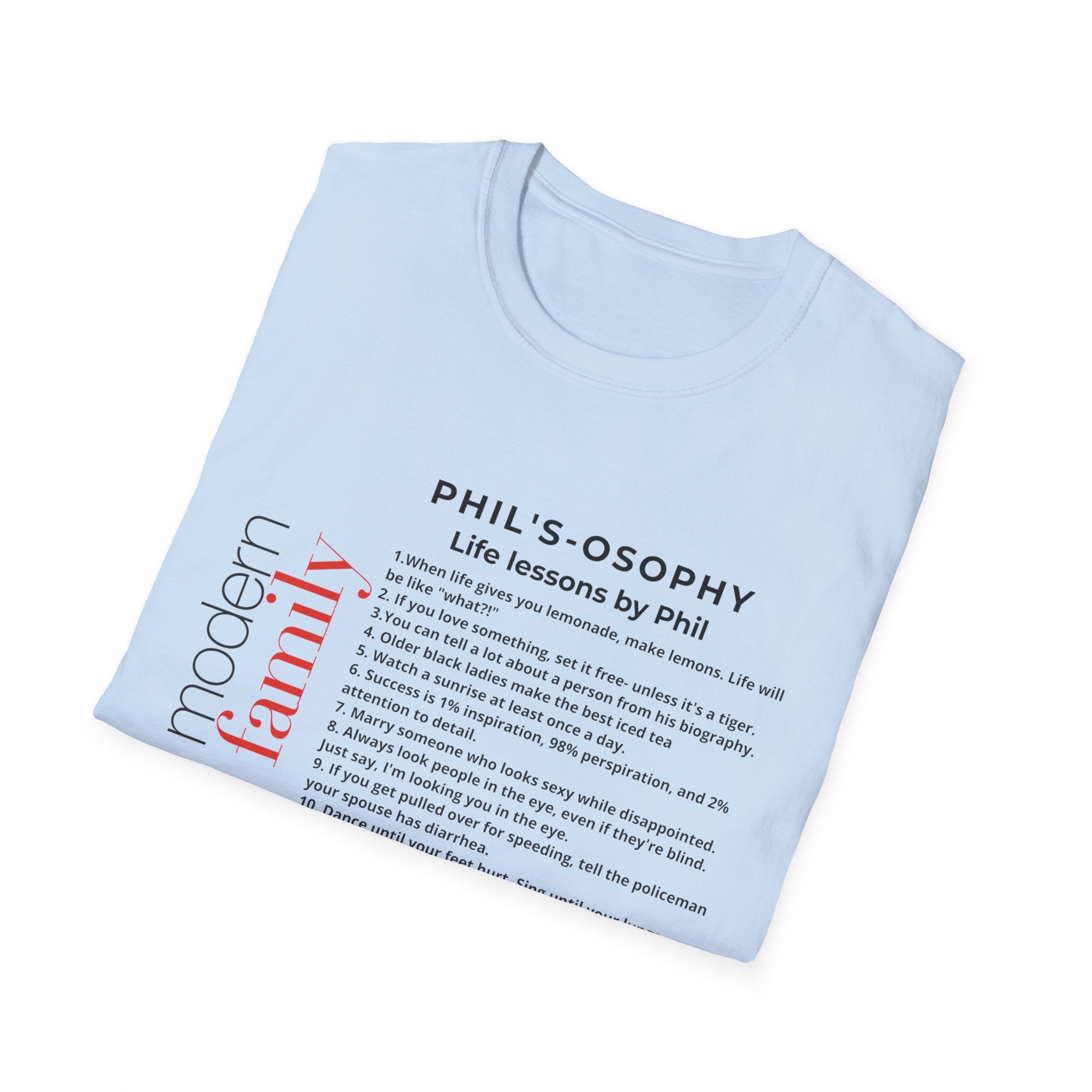 Philosophy modern family T-Shirt — "Phil's-osophy: Life Lessons by Phil" Minimalist Tee