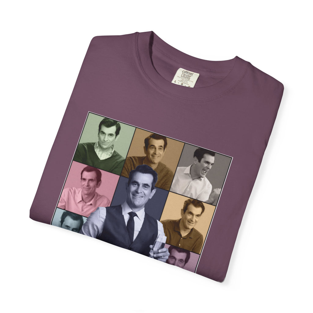 Graphic T-Shirt — Retro Photo Collage with 'Phil Dunphy' Text