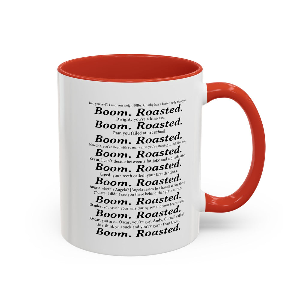 Boom. Roasted. Coffee Mug — Bold Text Accent Ceramic Cup (11/15oz)