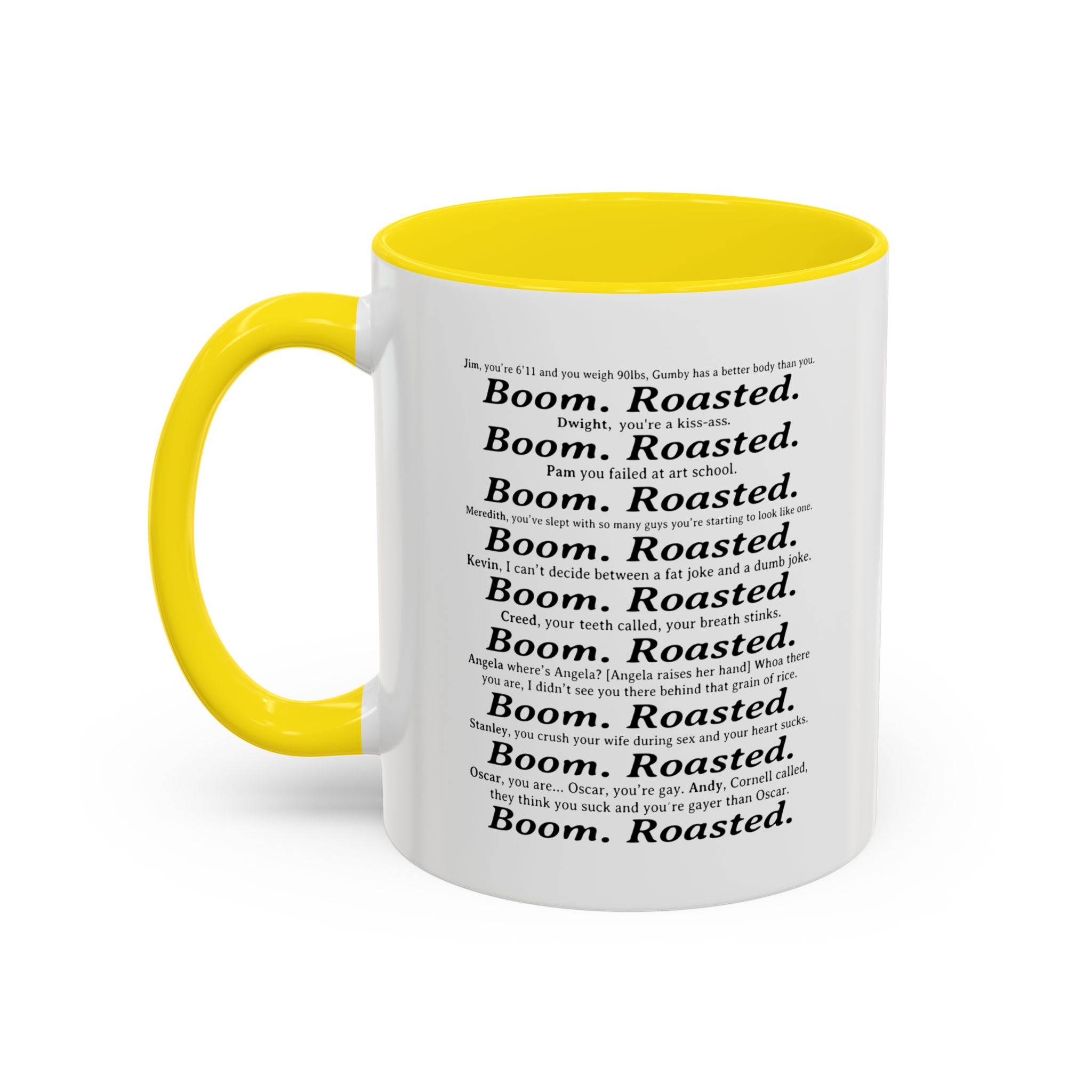 Boom. Roasted. Coffee Mug — Bold Text Accent Ceramic Cup (11/15oz)