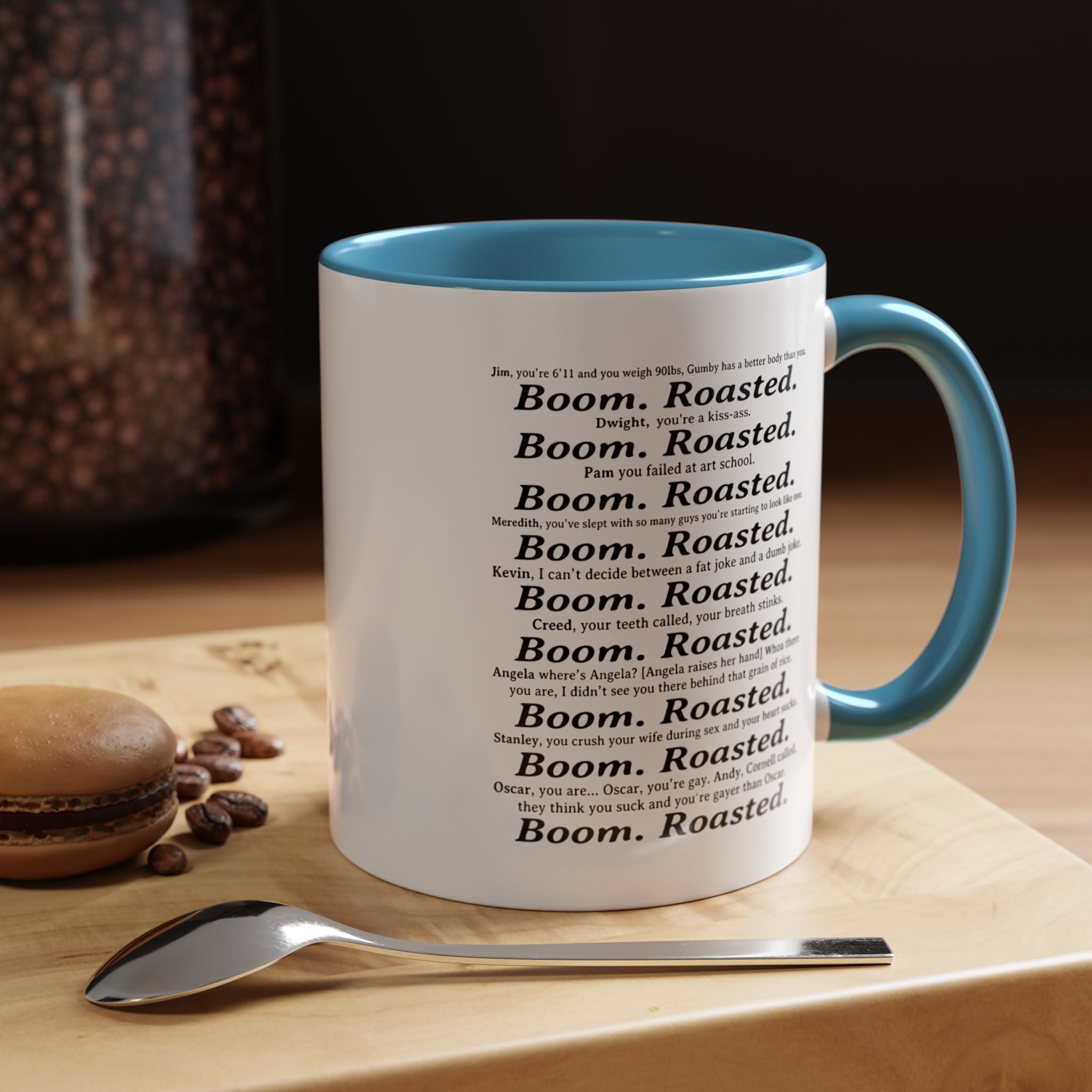 Boom. Roasted. Coffee Mug — Bold Text Accent Ceramic Cup (11/15oz)