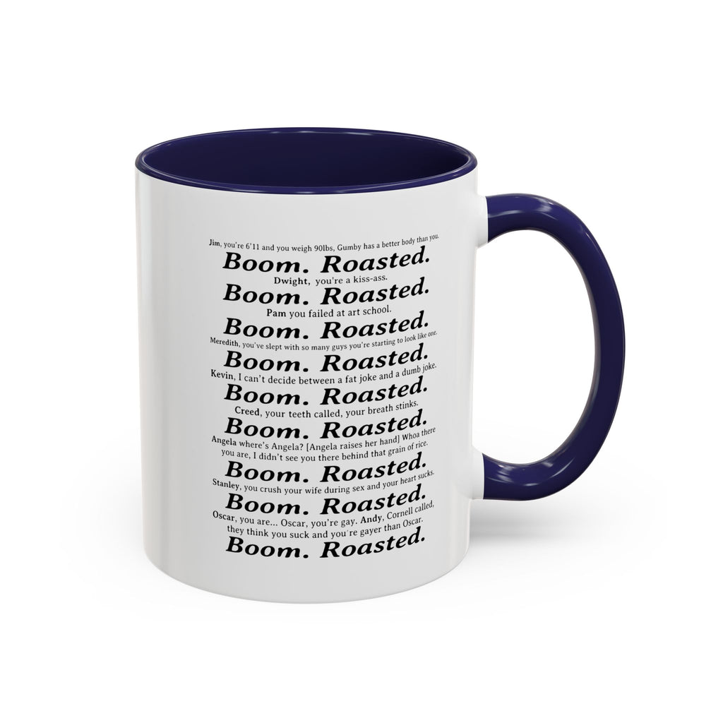 Boom. Roasted. Coffee Mug — Bold Text Accent Ceramic Cup (11/15oz)