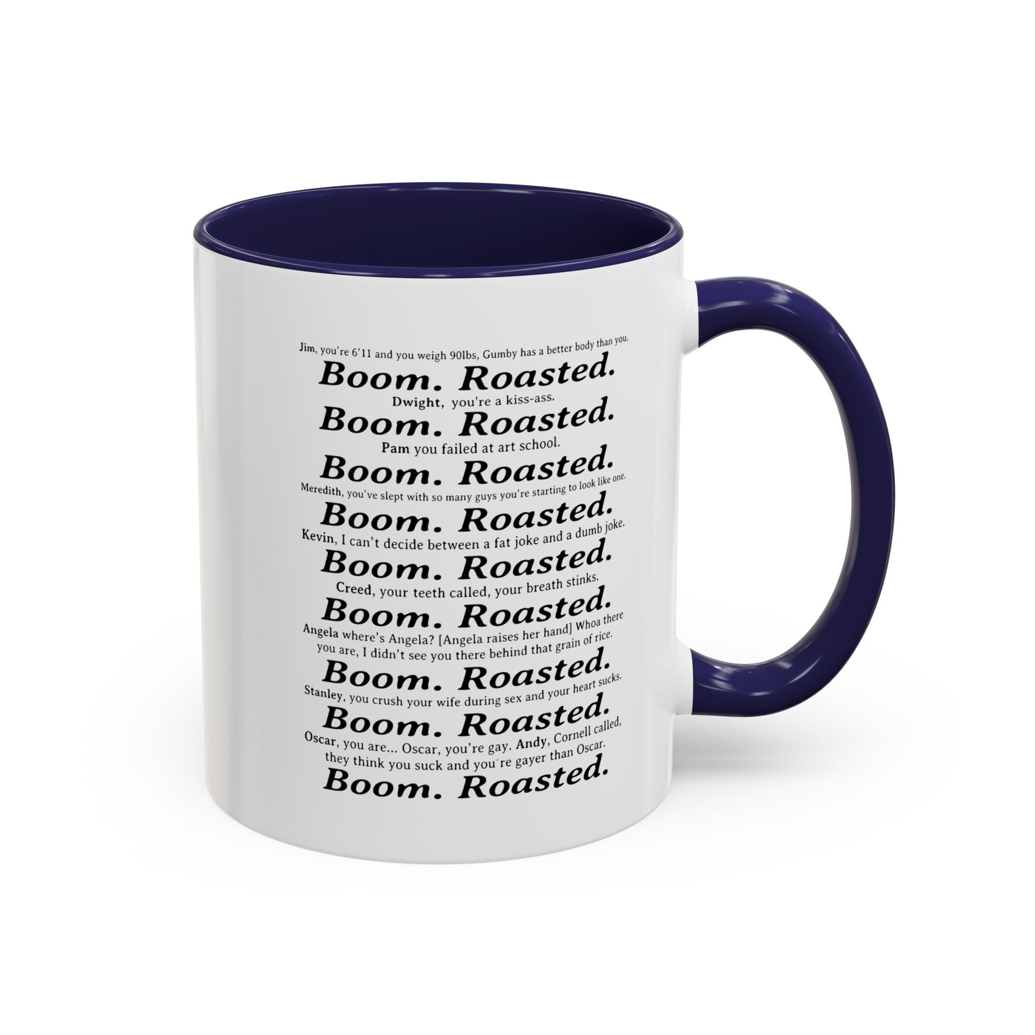 Boom. Roasted. Coffee Mug — Bold Text Accent Ceramic Cup (11/15oz)