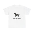 Dog Lover T‑Shirt – Silhouette with "d'ya like dags?" Funny British Phrase Tee