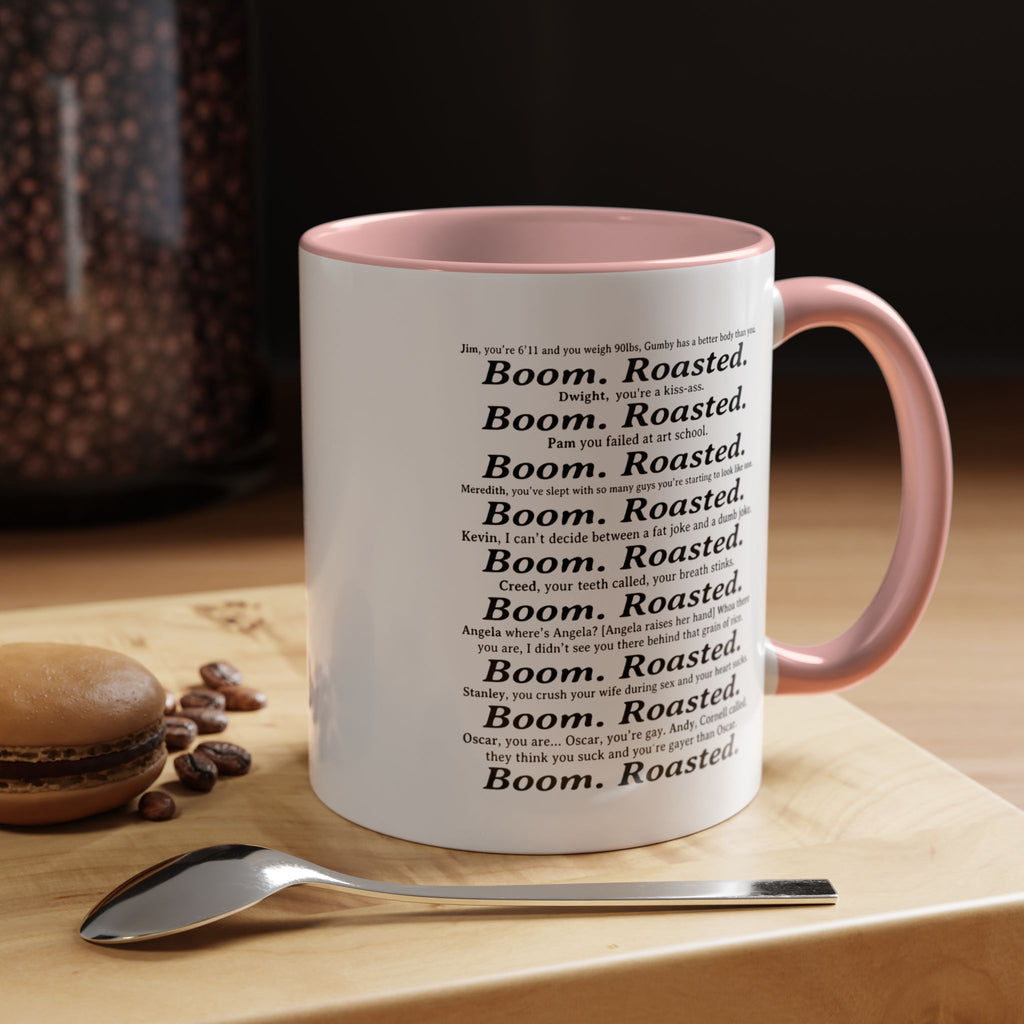 Boom. Roasted. Coffee Mug — Bold Text Accent Ceramic Cup (11/15oz)