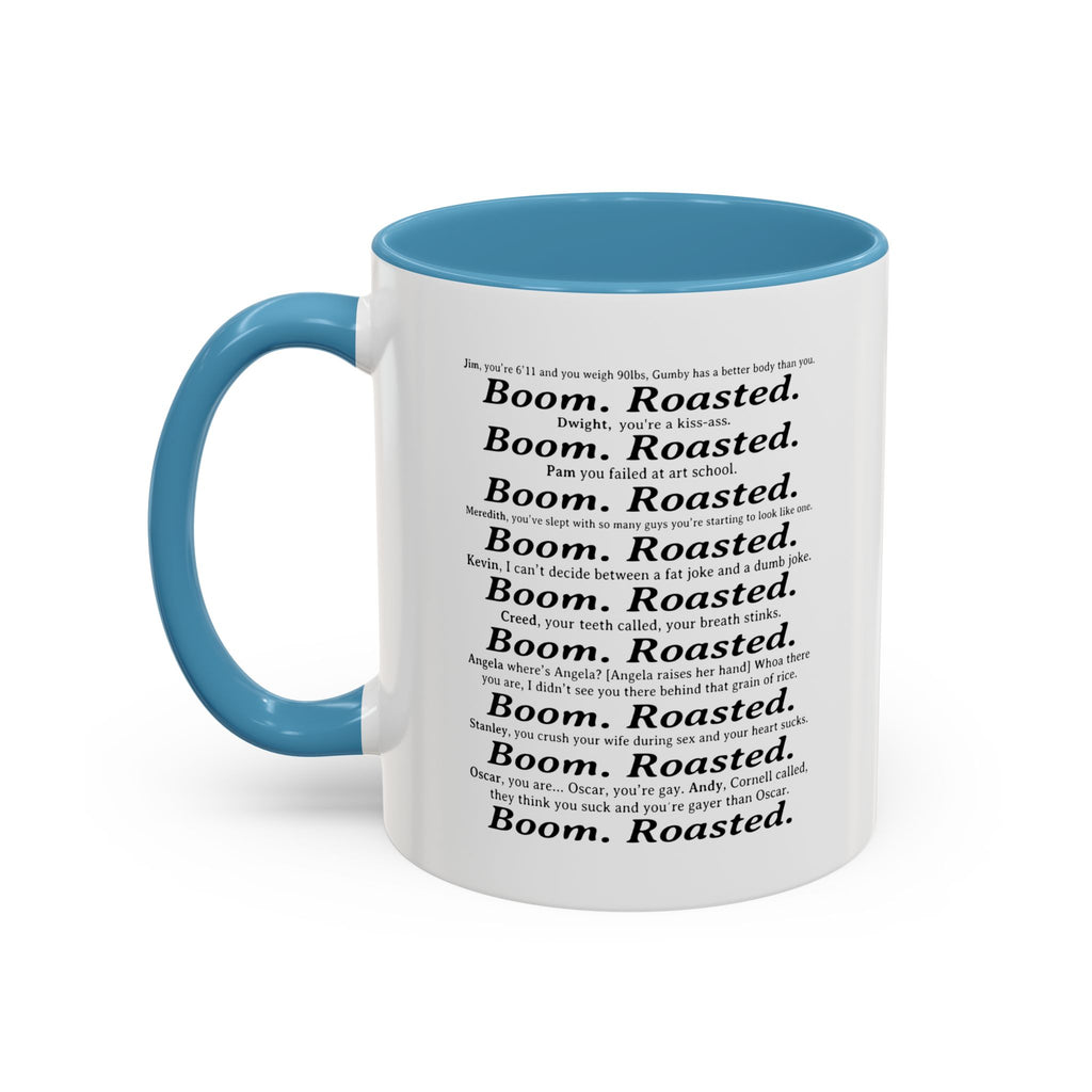 Boom. Roasted. Coffee Mug — Bold Text Accent Ceramic Cup (11/15oz)