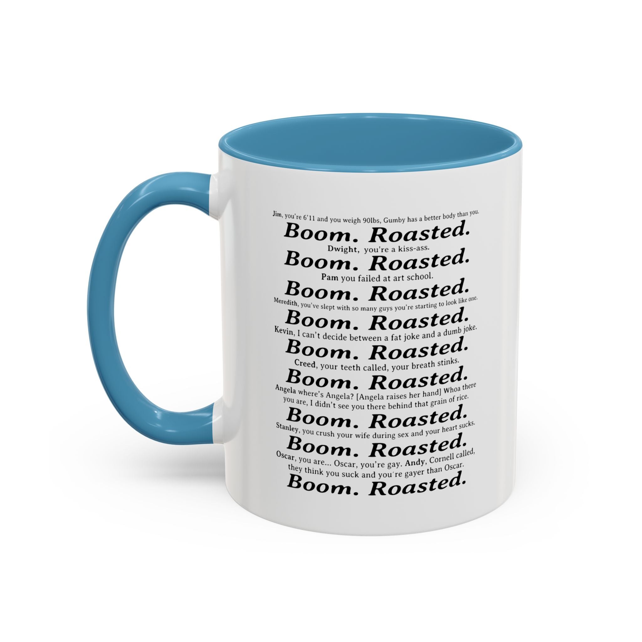Boom. Roasted. Coffee Mug — Bold Text Accent Ceramic Cup (11/15oz)