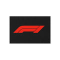 F1 Racing Logo Outdoor Rug — Red Track Emblem Patio Mat