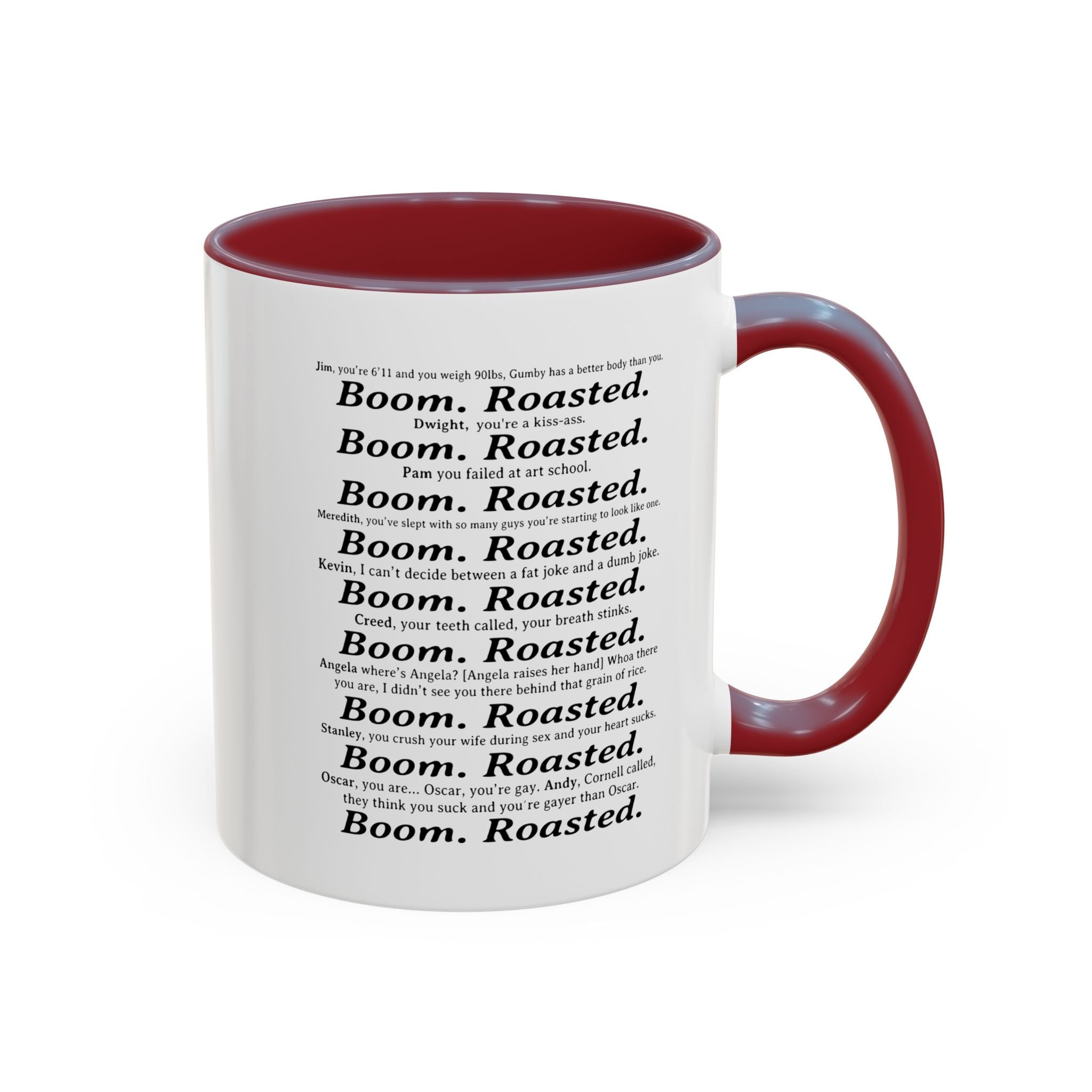Boom. Roasted. Coffee Mug — Bold Text Accent Ceramic Cup (11/15oz)