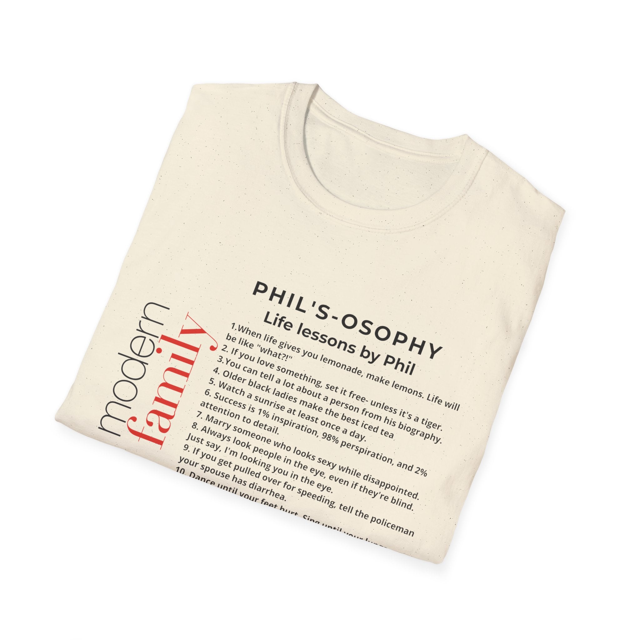 Philosophy modern family T-Shirt — "Phil's-osophy: Life Lessons by Phil" Minimalist Tee