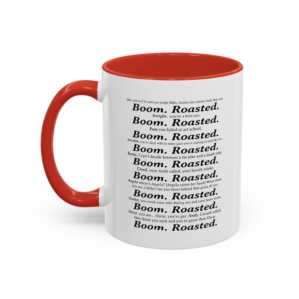 Boom. Roasted. Coffee Mug — Bold Text Accent Ceramic Cup (11/15oz)