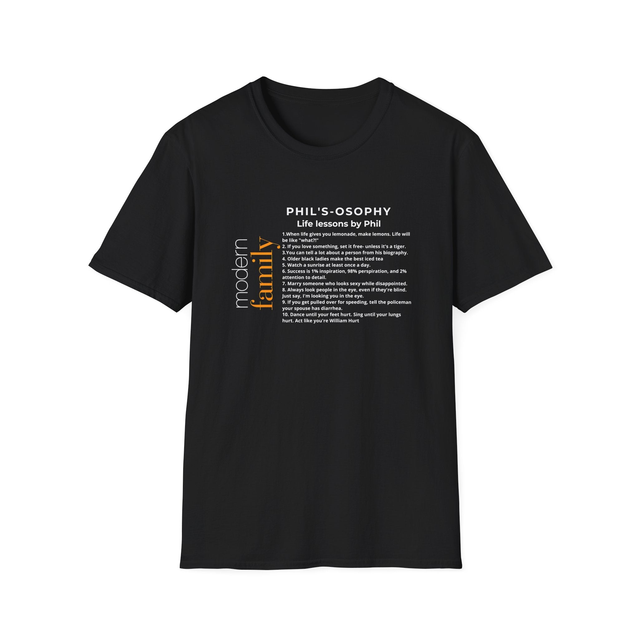 Philosophy modern family T-Shirt — "Phil's-osophy: Life Lessons by Phil" Minimalist Tee
