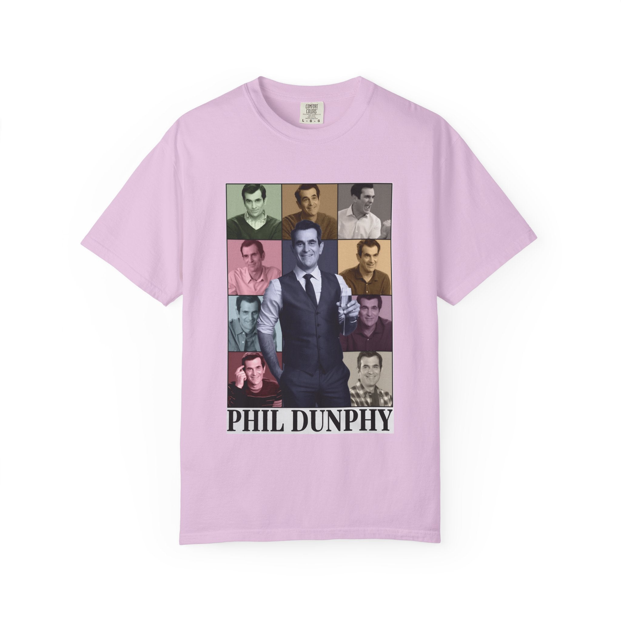 Graphic T-Shirt — Retro Photo Collage with 'Phil Dunphy' Text