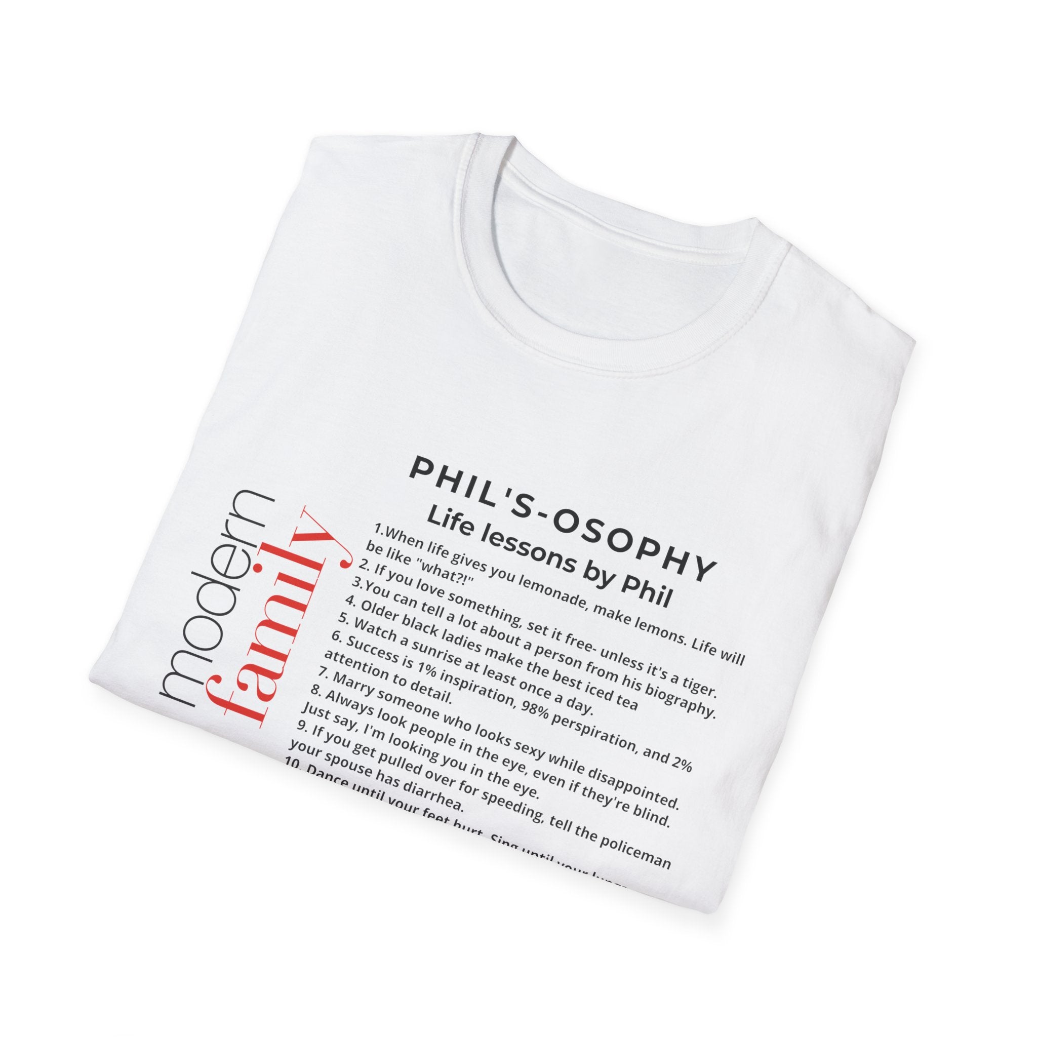 Philosophy modern family T-Shirt — "Phil's-osophy: Life Lessons by Phil" Minimalist Tee