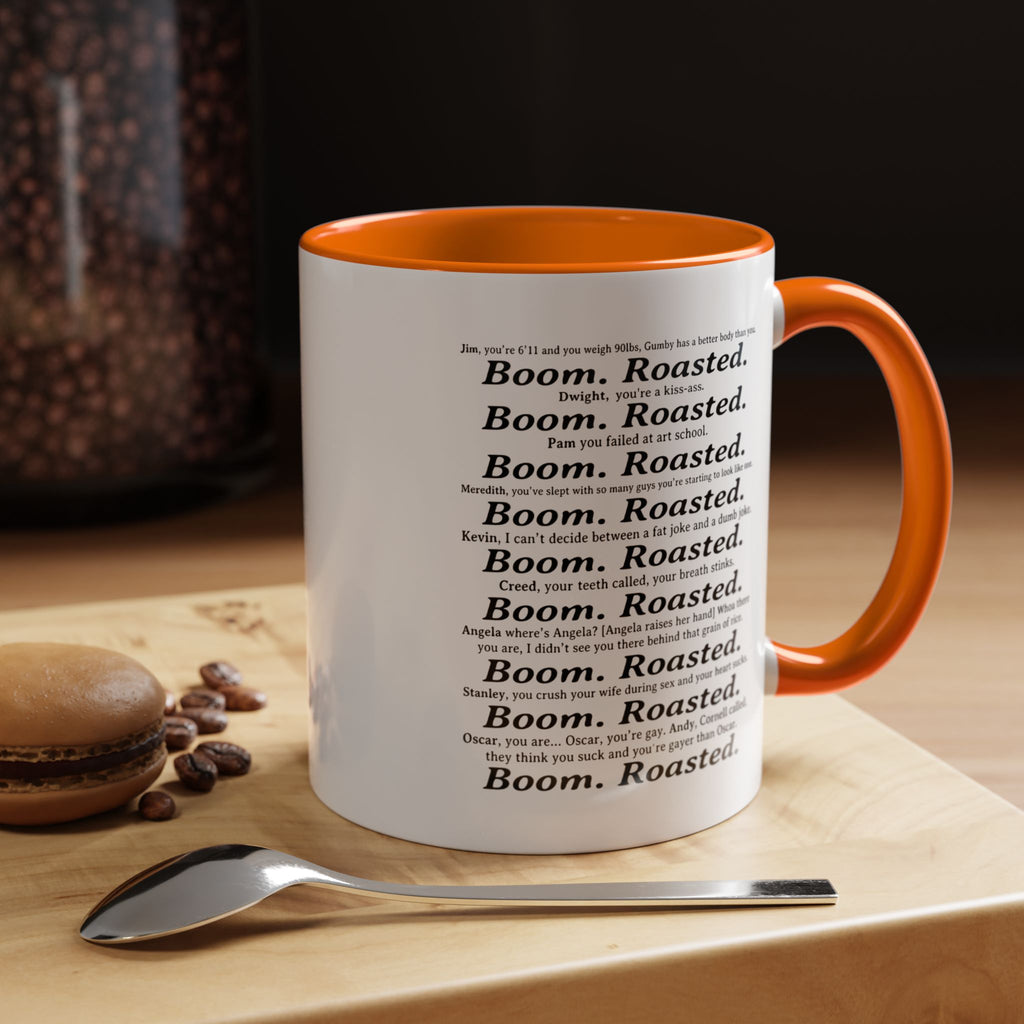 Boom. Roasted. Coffee Mug — Bold Text Accent Ceramic Cup (11/15oz)