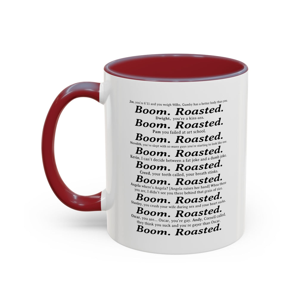 Boom. Roasted. Coffee Mug — Bold Text Accent Ceramic Cup (11/15oz)