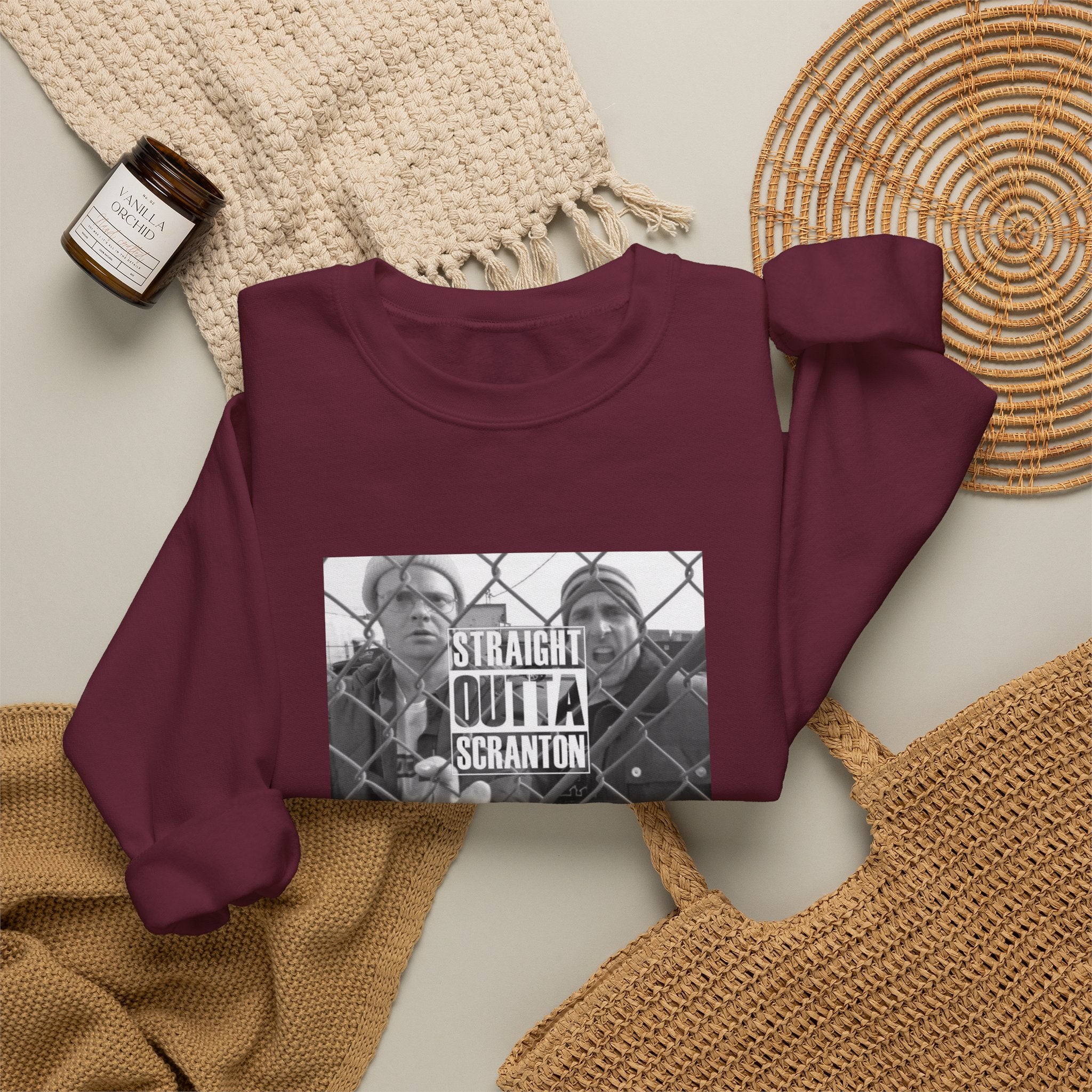 Crewneck Sweatshirt — "Straight Outta Scranton" Retro Office Comedy Graphic
