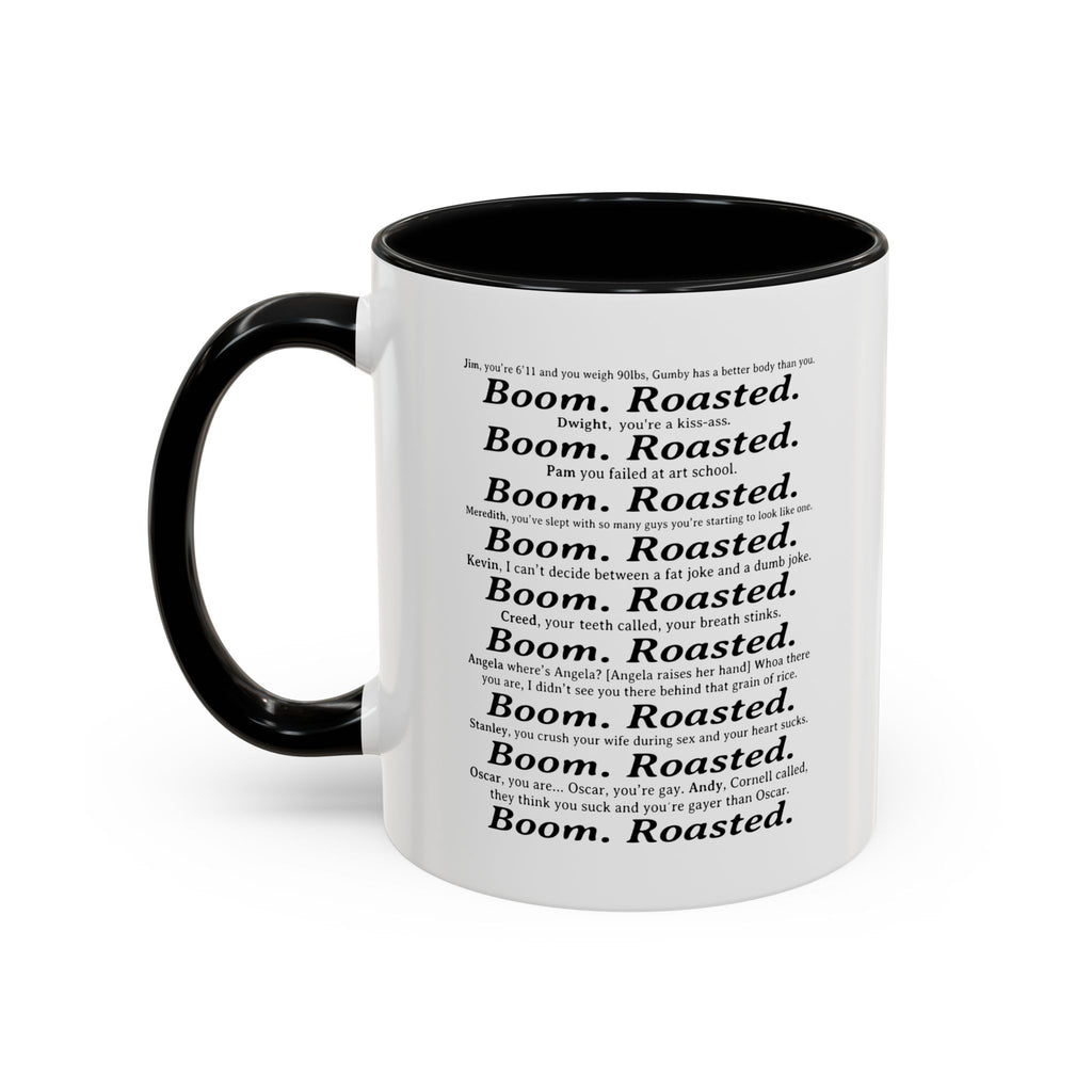 Boom. Roasted. Coffee Mug — Bold Text Accent Ceramic Cup (11/15oz)