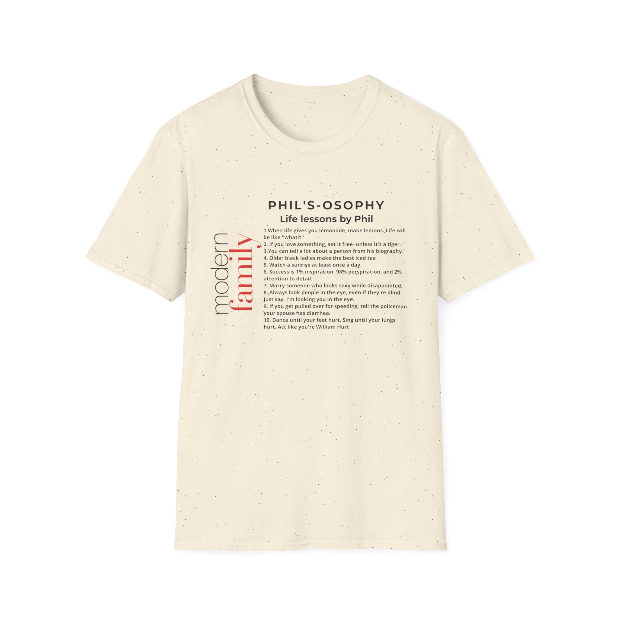 Philosophy modern family T-Shirt — "Phil's-osophy: Life Lessons by Phil" Minimalist Tee