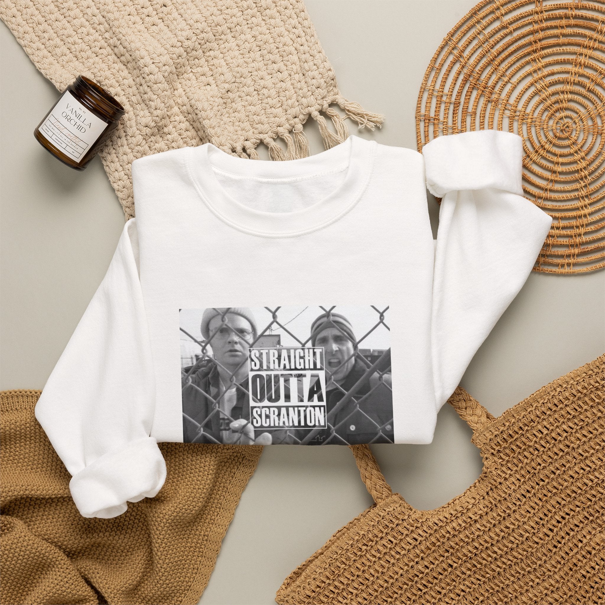 Crewneck Sweatshirt — "Straight Outta Scranton" Retro Office Comedy Graphic