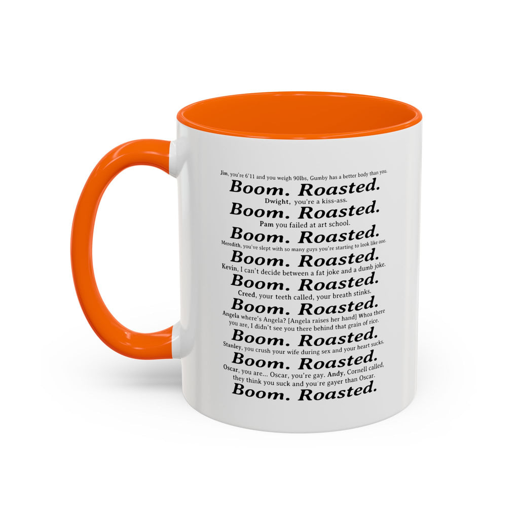 Boom. Roasted. Coffee Mug — Bold Text Accent Ceramic Cup (11/15oz)