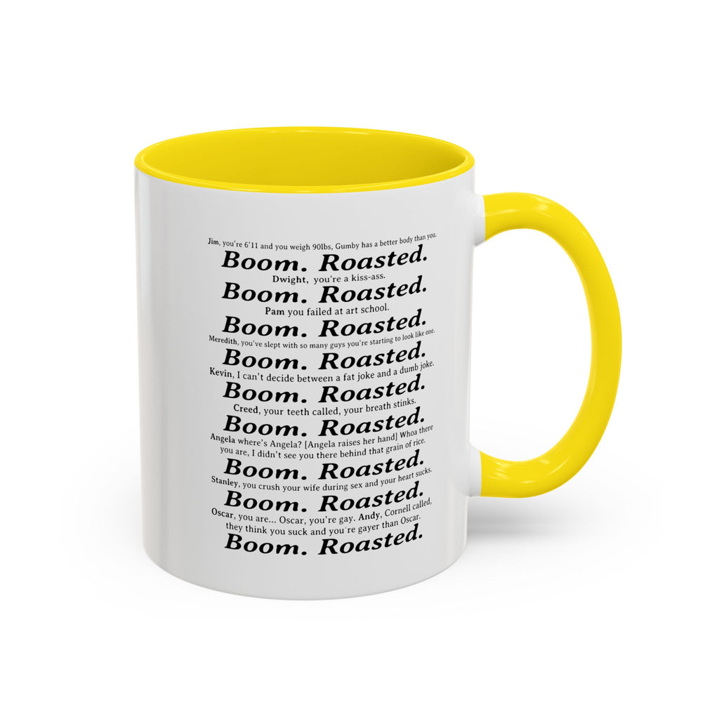 Boom. Roasted. Coffee Mug — Bold Text Accent Ceramic Cup (11/15oz)