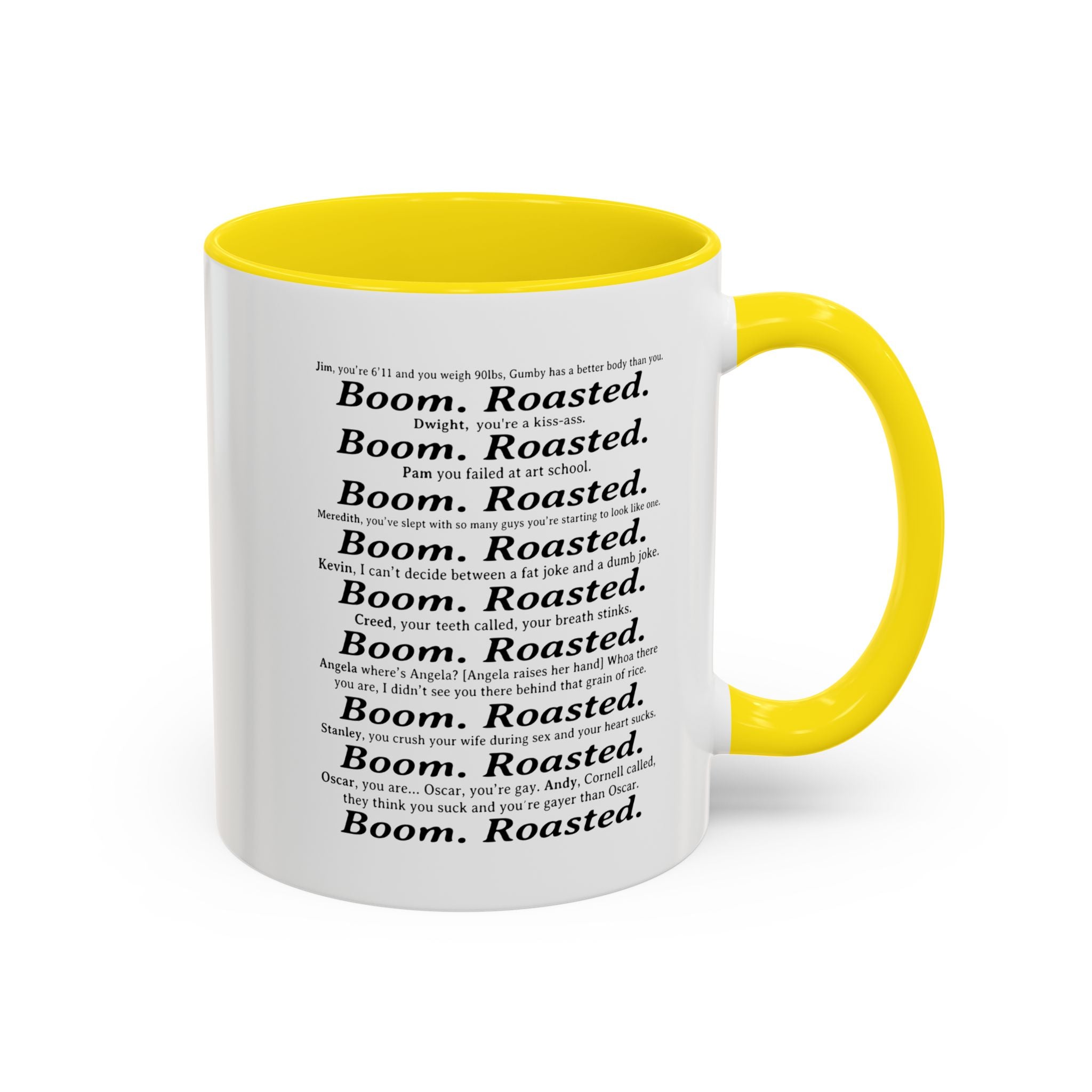 Boom. Roasted. Coffee Mug — Bold Text Accent Ceramic Cup (11/15oz)
