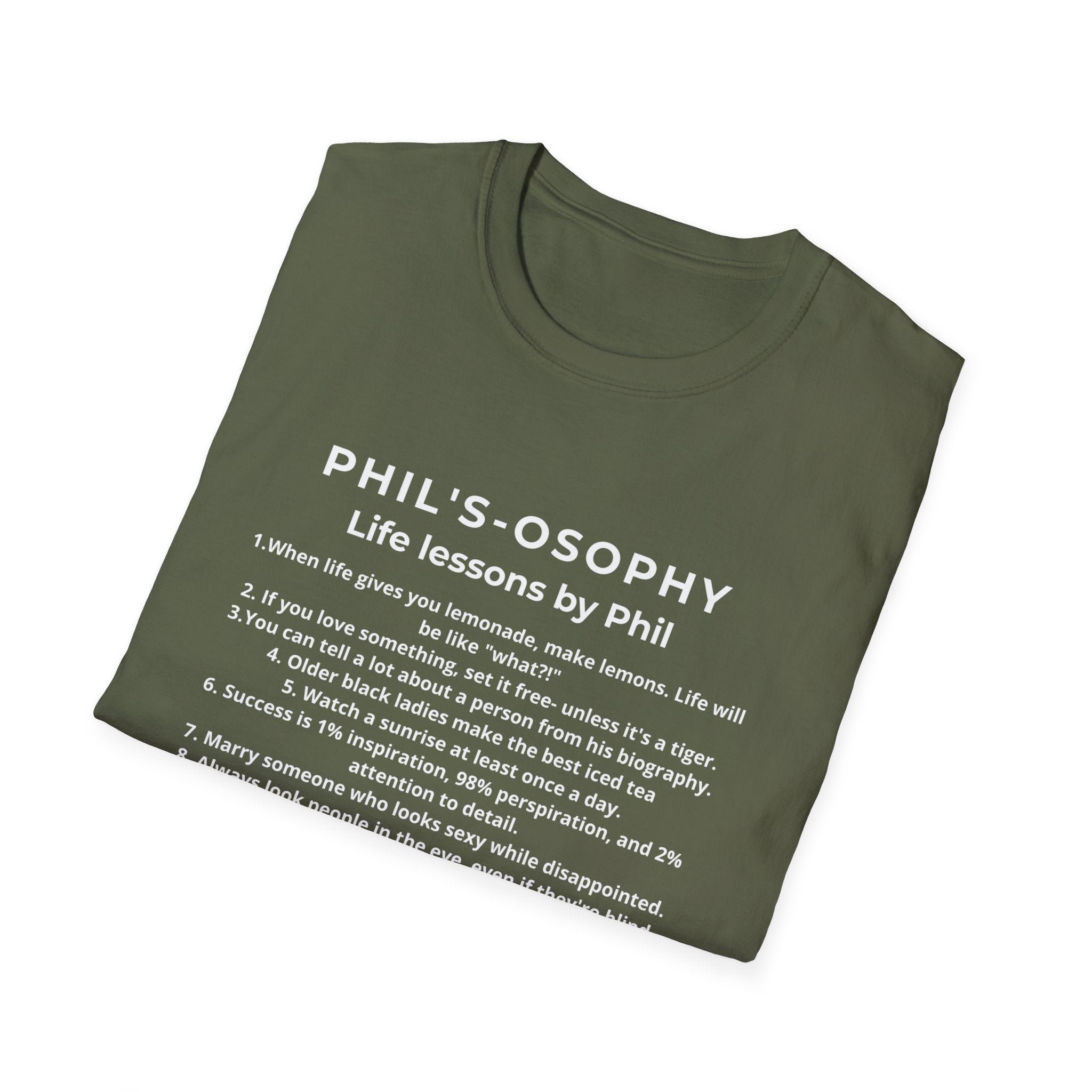 "Phil's-osophy: Life Lessons by Phil" Minimalist Inspirational T-shirt