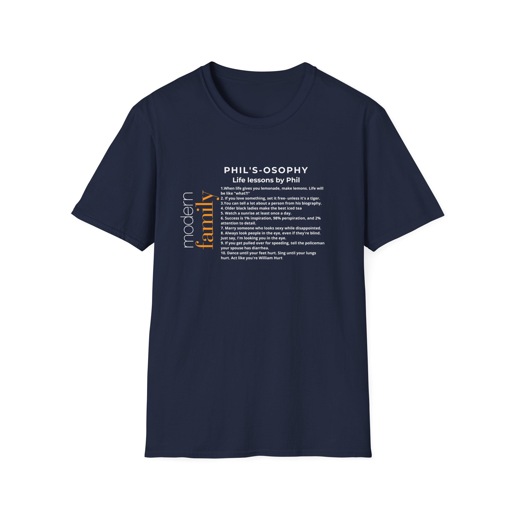 Philosophy modern family T-Shirt — "Phil's-osophy: Life Lessons by Phil" Minimalist Tee