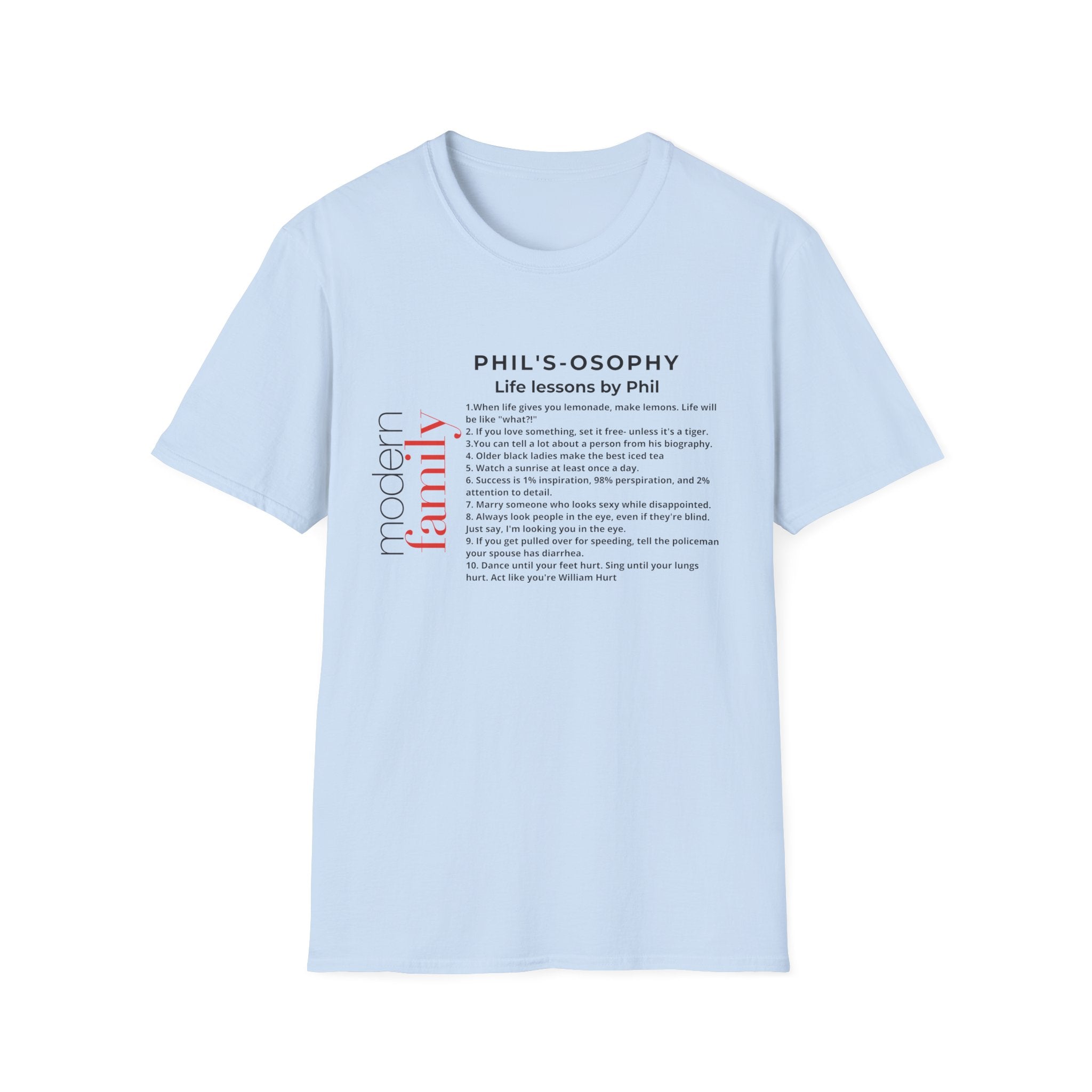 Philosophy modern family T-Shirt — "Phil's-osophy: Life Lessons by Phil" Minimalist Tee