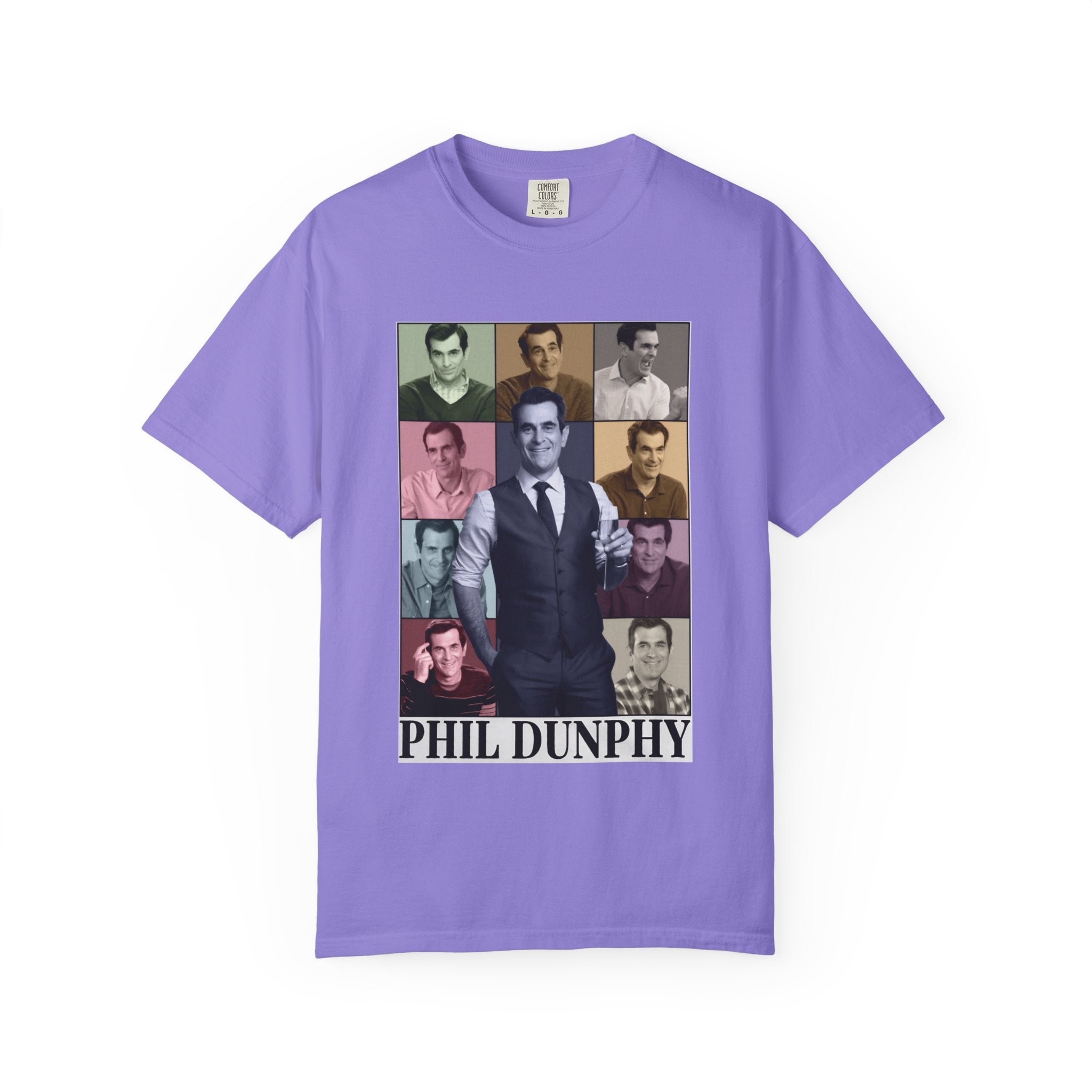Graphic T-Shirt — Retro Photo Collage with 'Phil Dunphy' Text