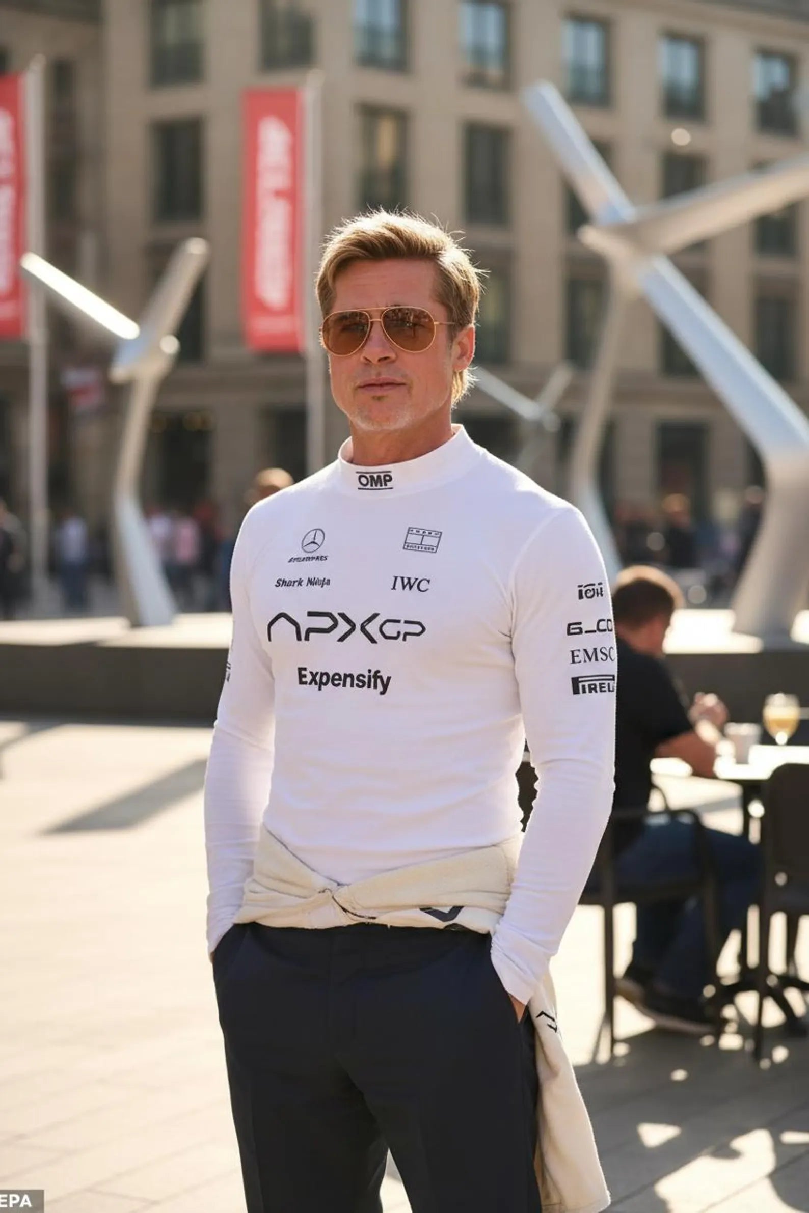 F1 Brad Pitt White shirt-APX GP Racing Cosplay Top